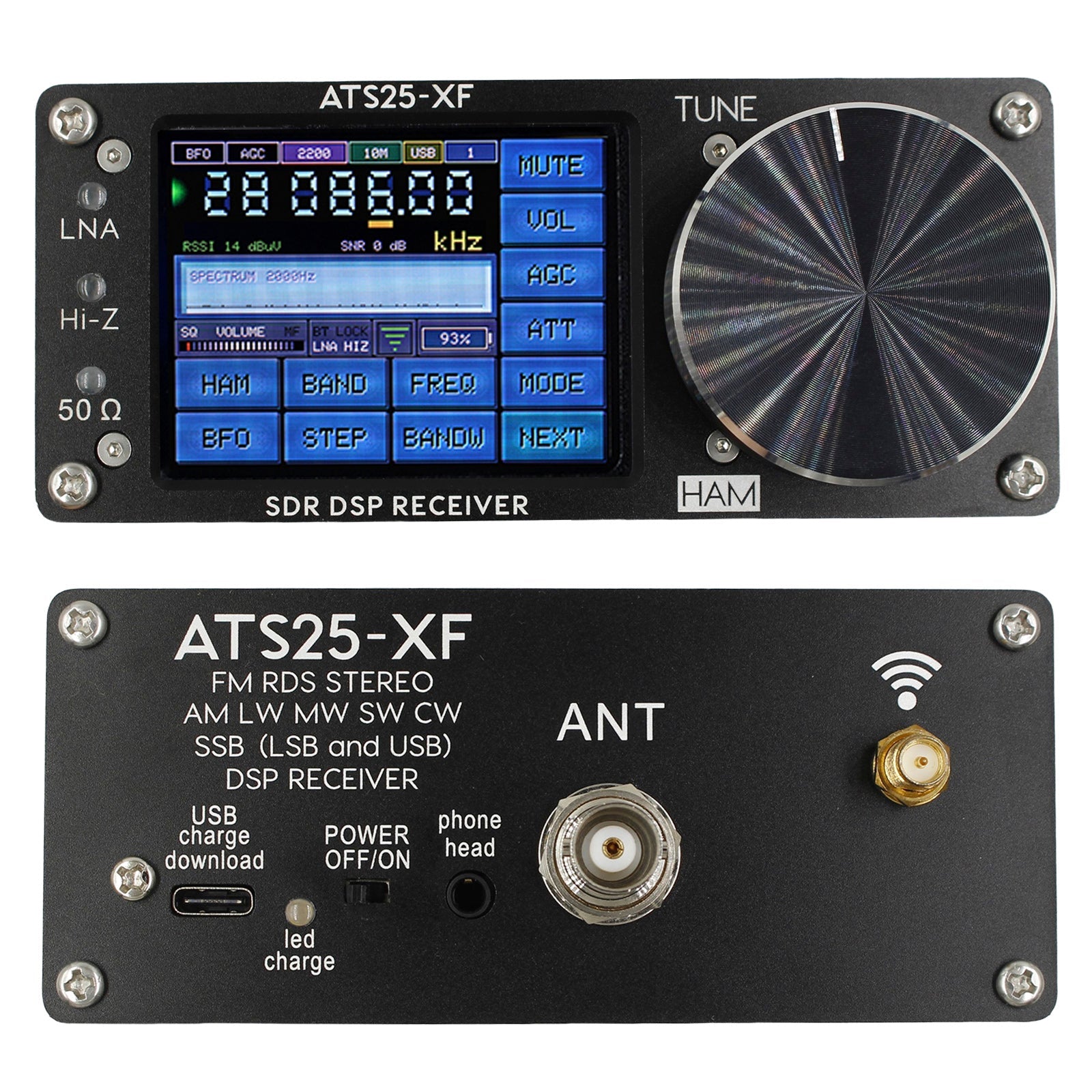 Visokozmogljiv ATS25-XF 4,20 GHz polnopasovni prenosni radijski sprejemnik s 4,20 GHz DSP