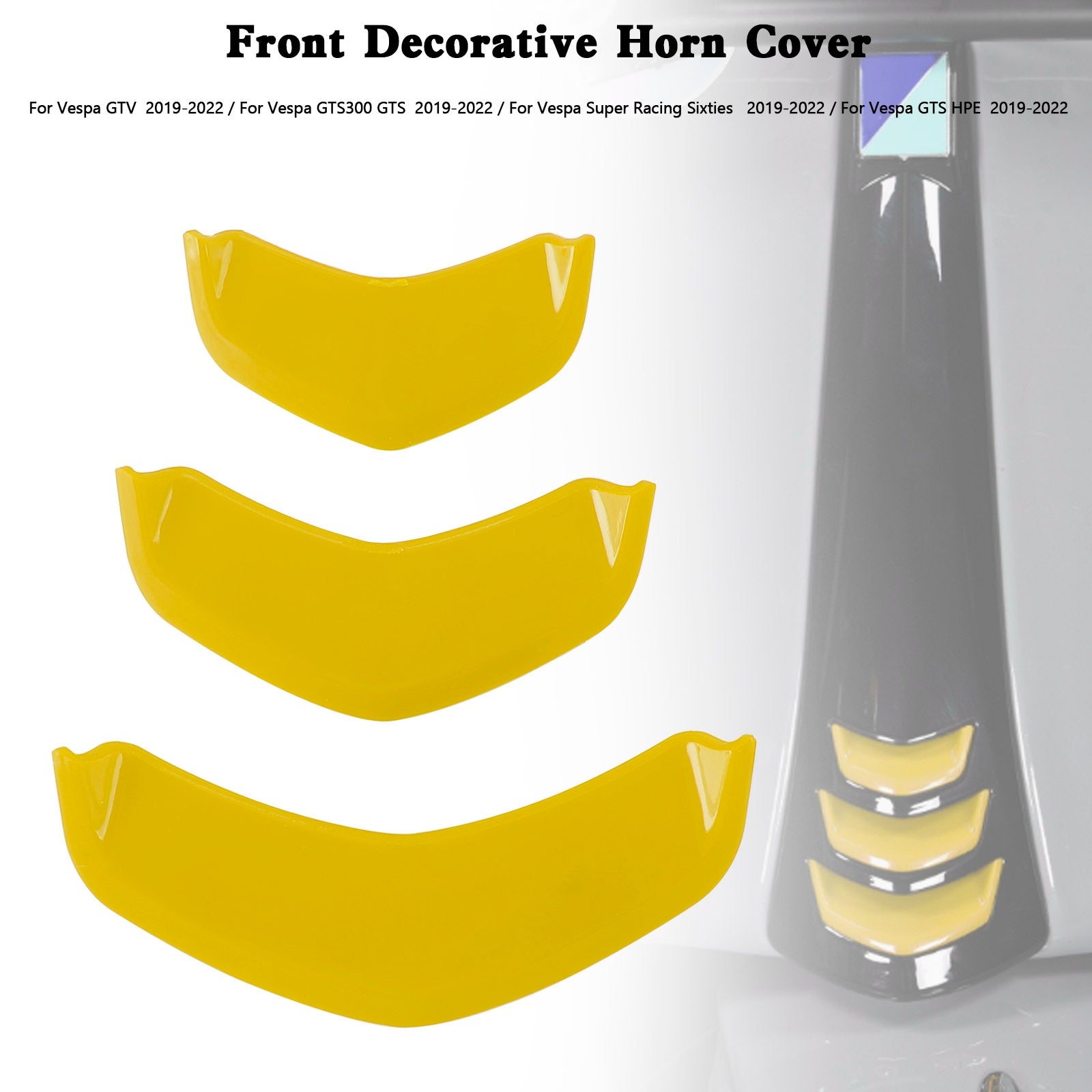 Garniture de décoration de couvercle de klaxon avant pour Vespa Sprint 300 GTS 300 HPE GTV Yellow