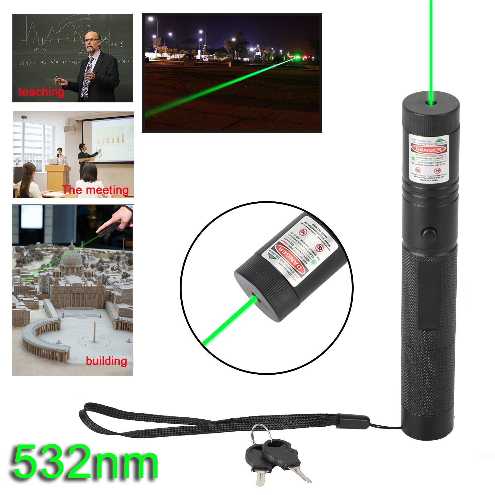 Pointeur Laser Faisceau Ultra Puissant Vert 532nm 90 Miles