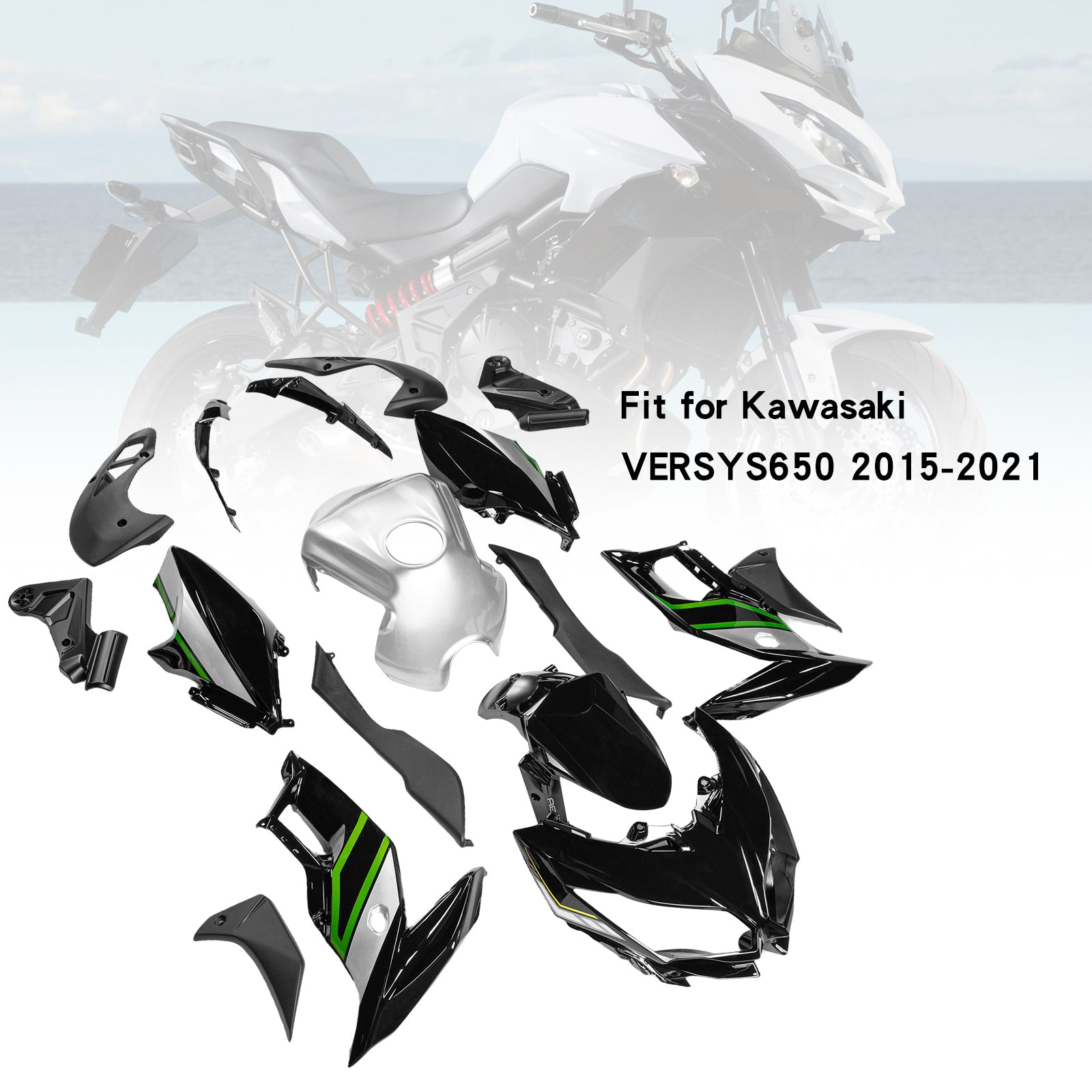 Carénage de carrosserie en plastique ABS d'injection adapté à Kawasaki VERSYS650 2015-2021 02#