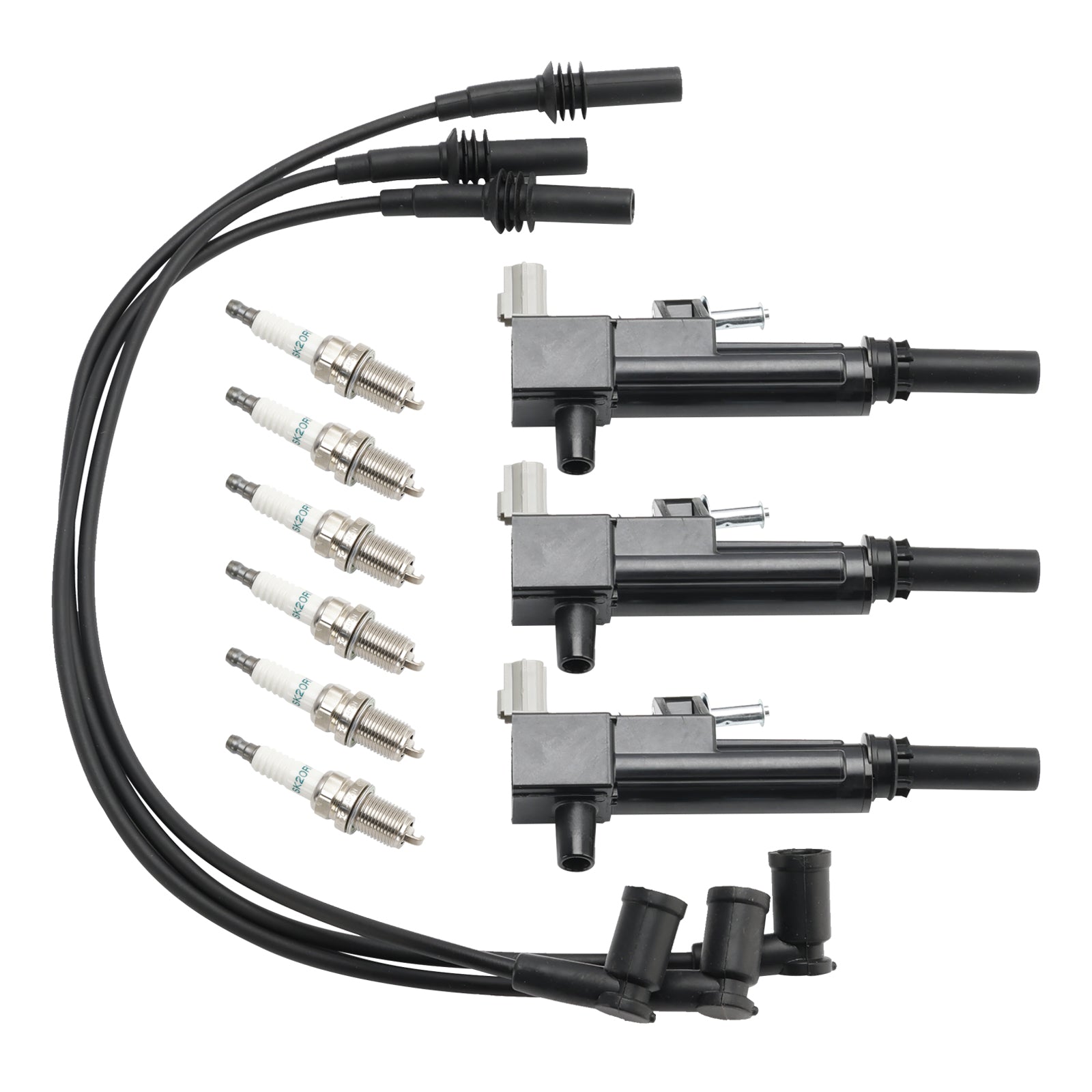 Dodge Dakota V6 3.7L 2009-2010 3 bobine di accensione + 6 candele + 3 cavi UF640