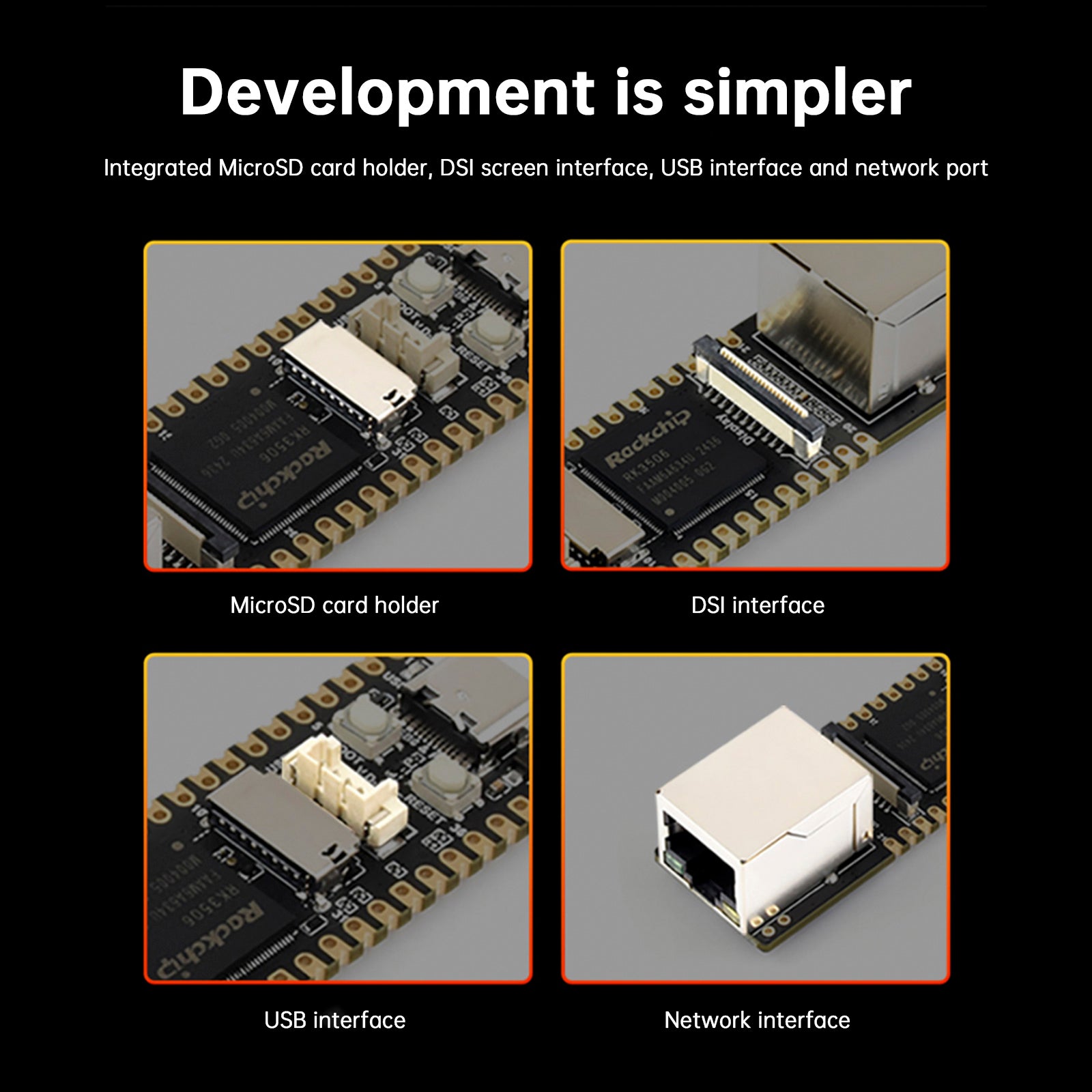 Linux Luckfox Lyra Plus Development Card, PUCE RK3506G2, RJ45 128 MB Netwerkpoort