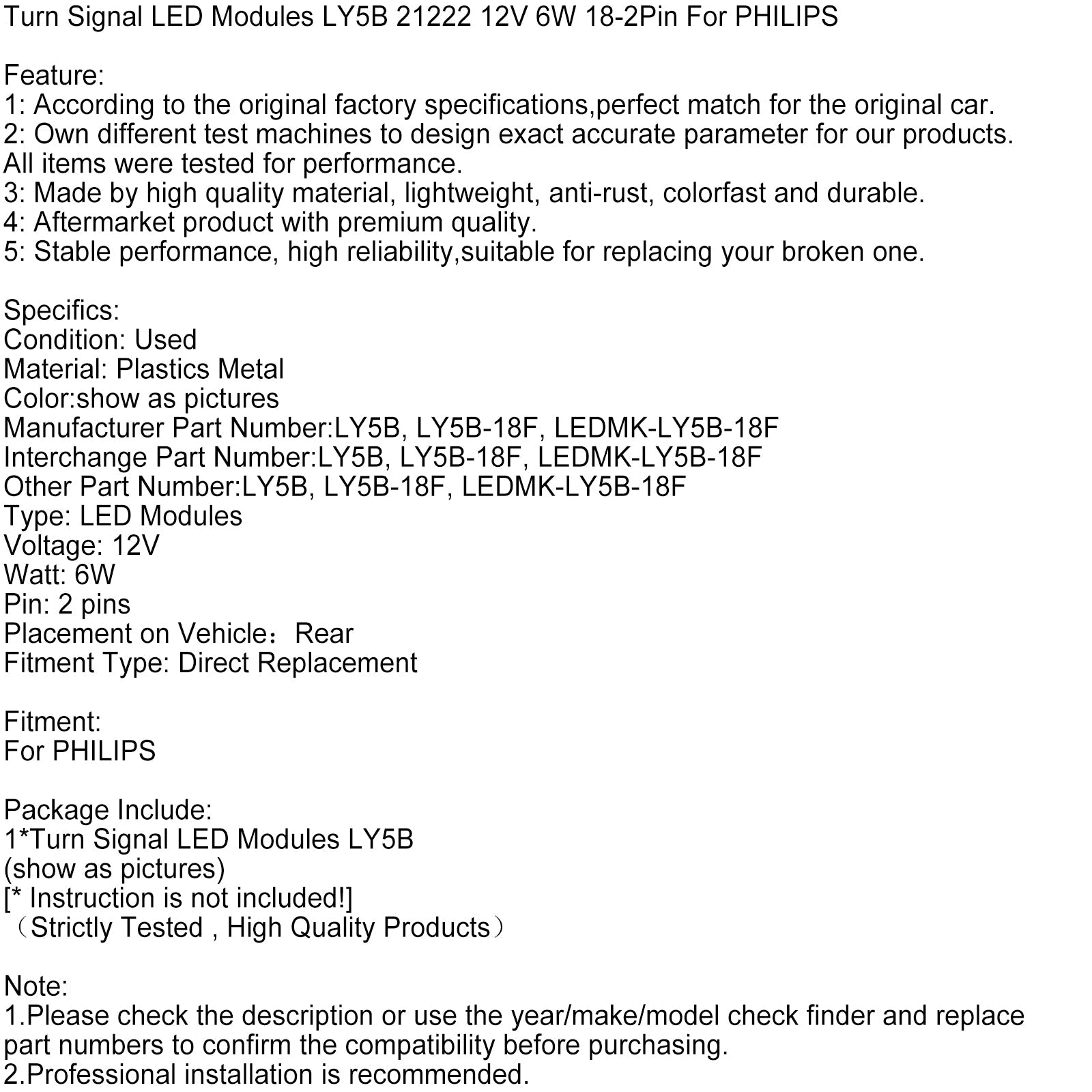 LED LY5B 21222 12 V 6 W 6 W 18-2 Pinks voor Philips-modules voor Philips