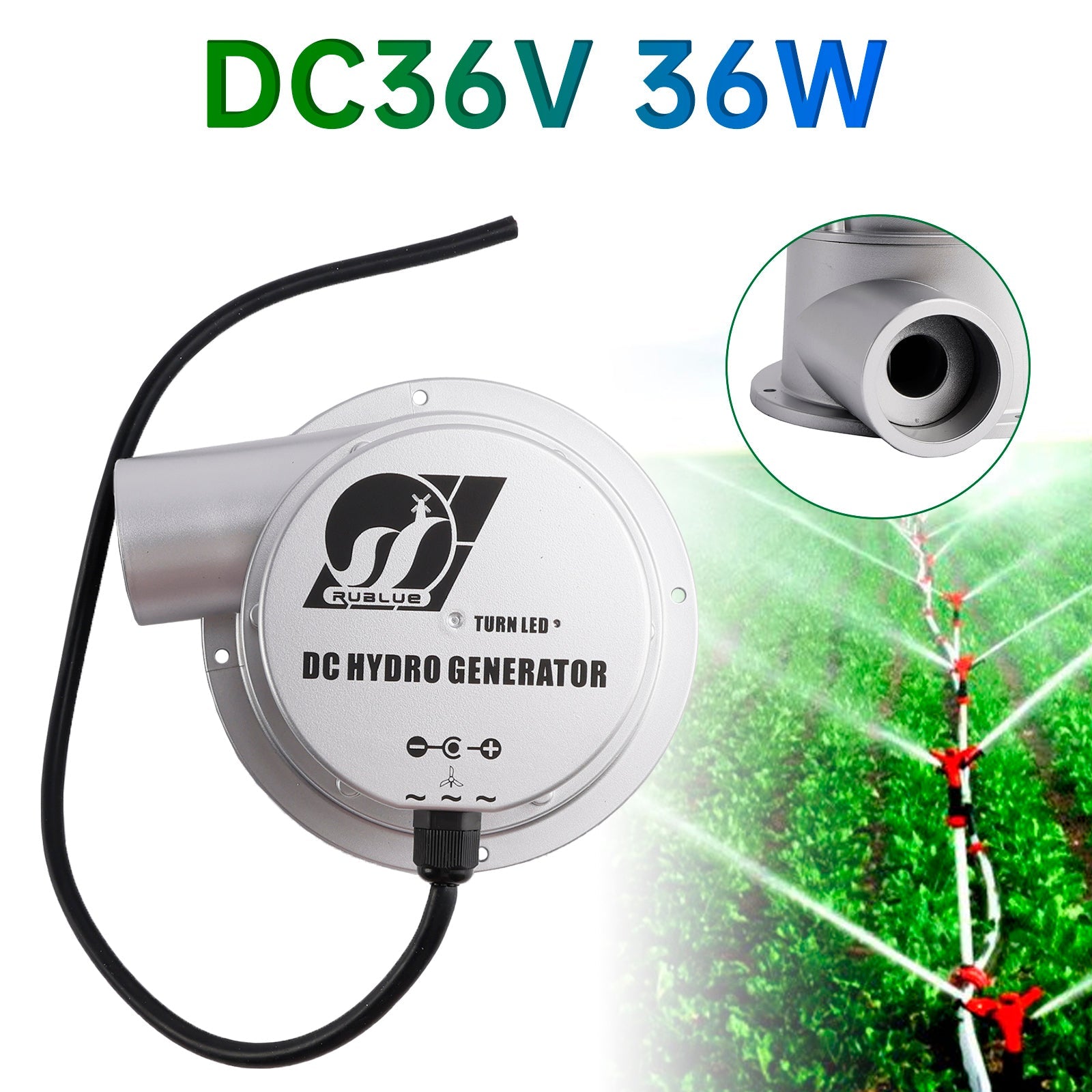 Generator hydroelektryczny z turbiną z przepływem wody DC18V/36V 36 W/50 W Produkcja energii CA