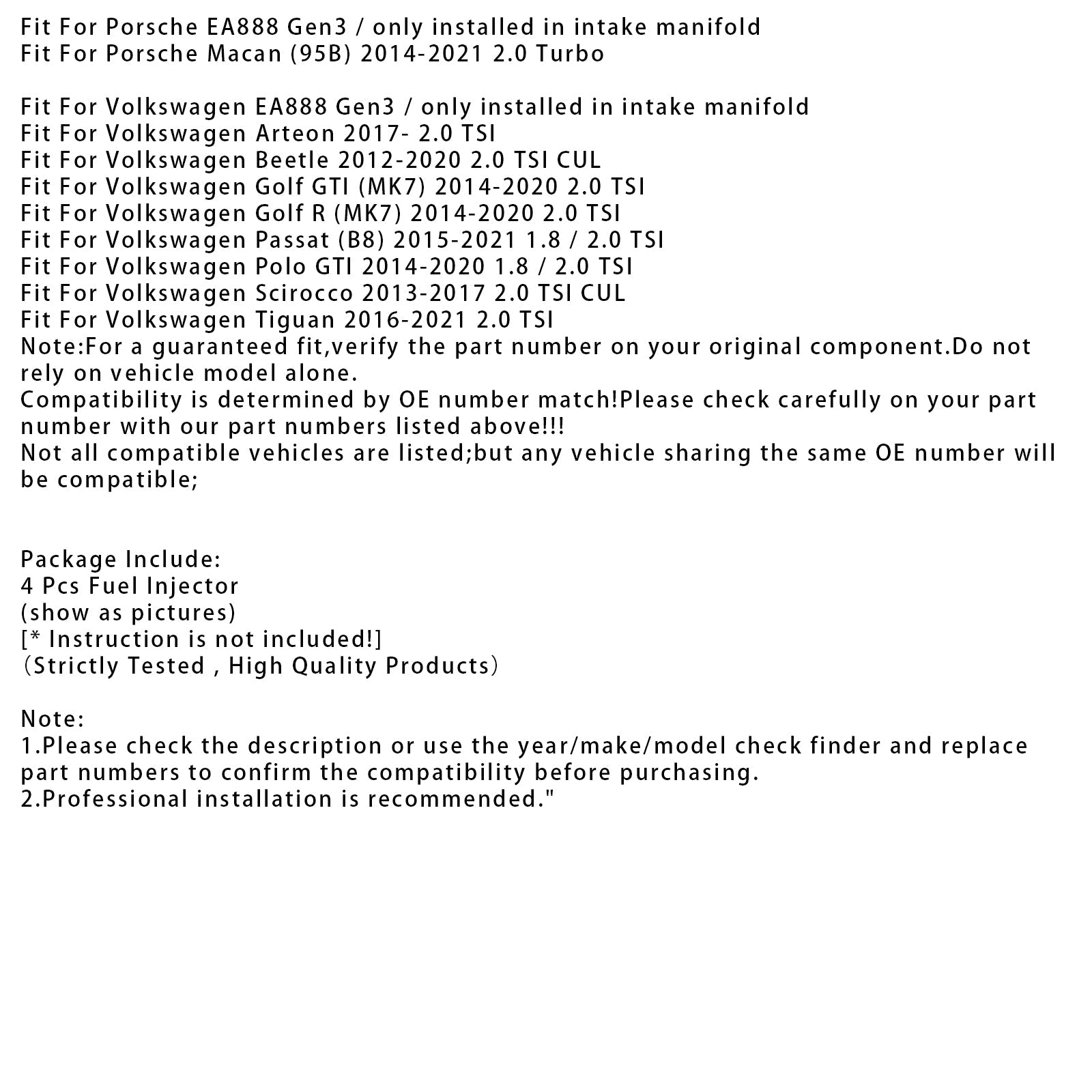 4x inyector de combustible para VW Golf GTI R Audi A3 S3 2,0 CJX CHH 0280158360