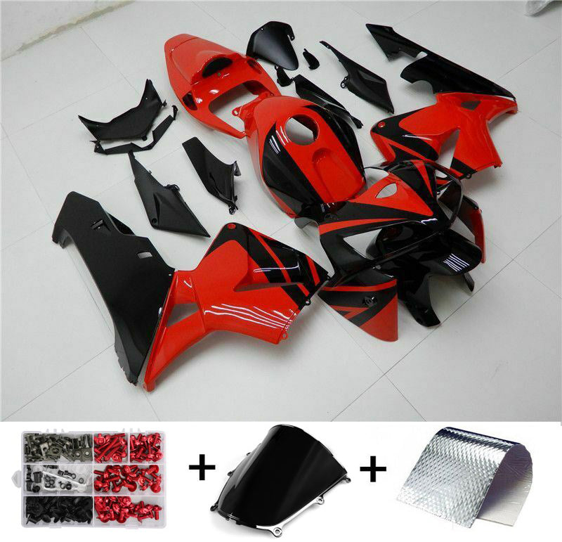 Kit de carénage en plastique ABS noir et rouge pour Honda CBR600RR 2005-2006