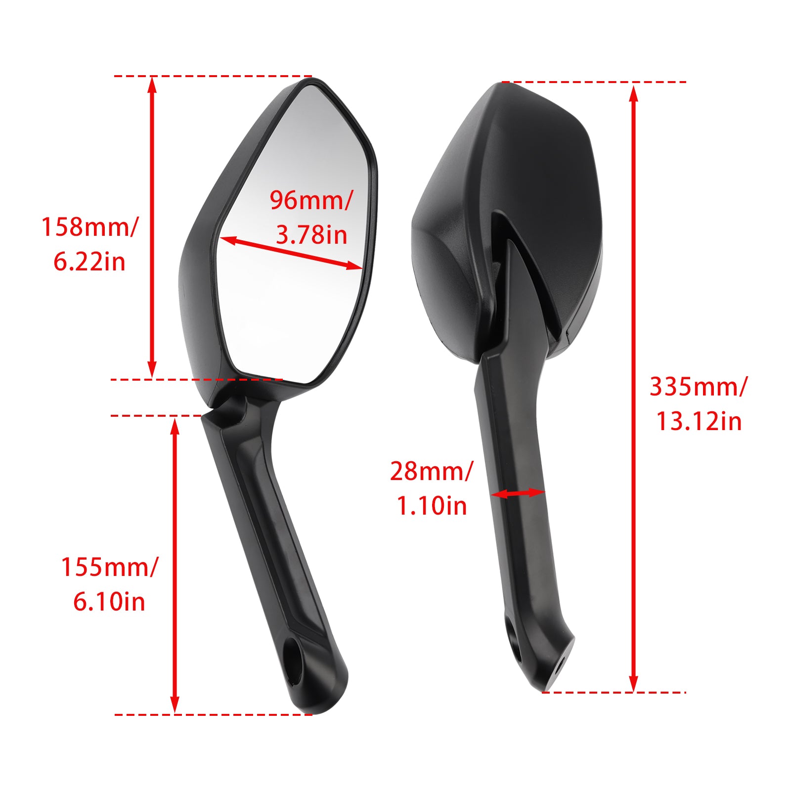 Rétroviseurs gauche et droit pour Ducati Multistrada 1200 (2010-2018) et Multistrada 1260 (2017-2021).