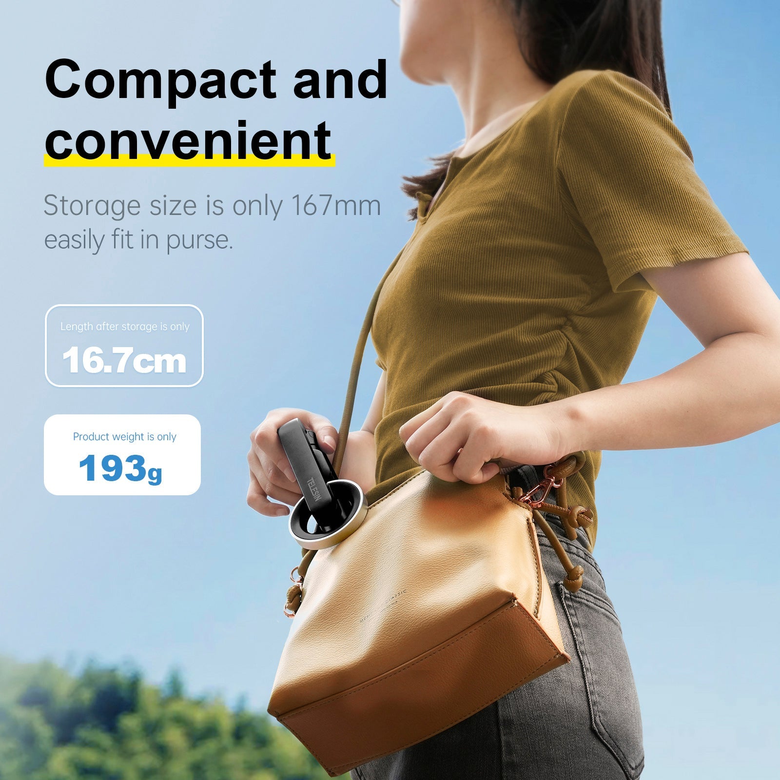 Mini polo selfie magnético para teléfono móvil, trípode Bluetooth en aleación de aluminio