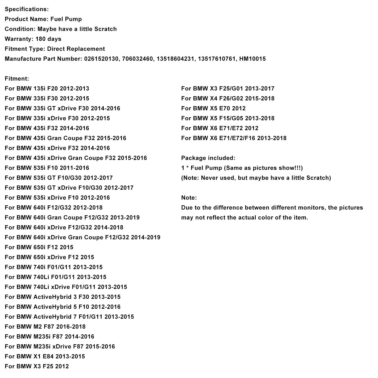 Hogedrukbrandstofpomp voor BMW 640i F12/G32 (2012-2018) - Onderdeelnummer : 13517610761