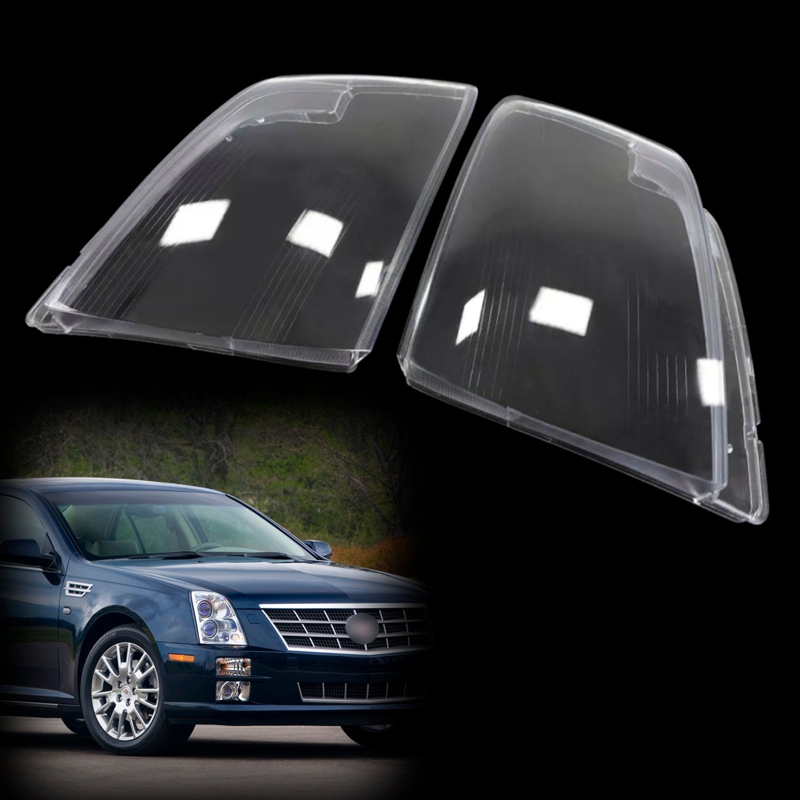 Set di 2 gusci trasparenti per fari anteriori Cadillac STS-V 2006-2009