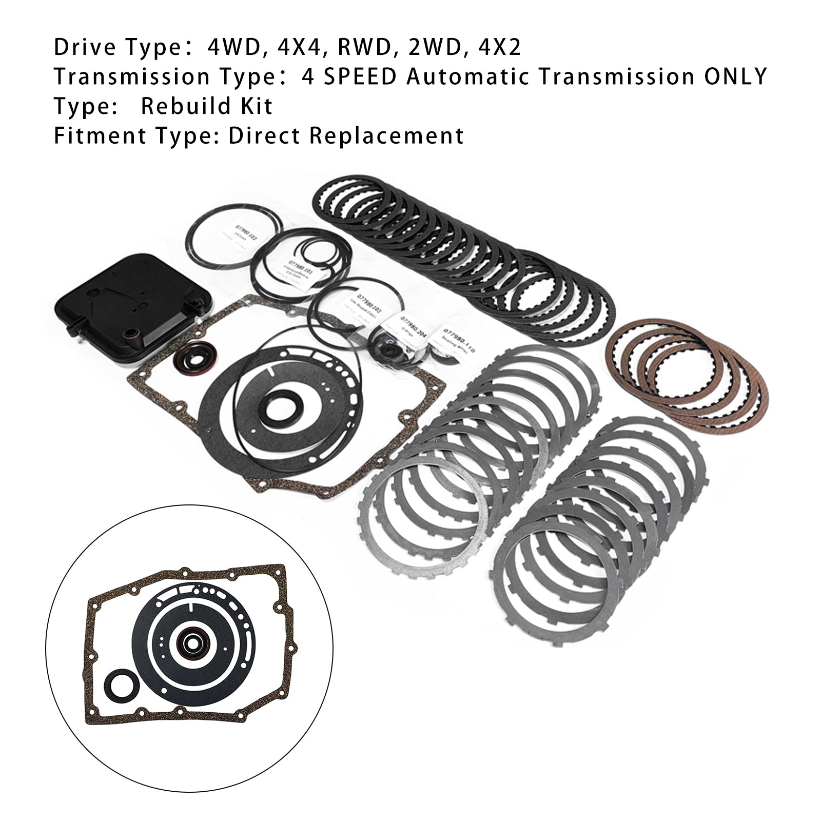 Kit de reconstruction de transmission Super Master 42RLE 03-UP, joints de filtre, plaques de bagues
