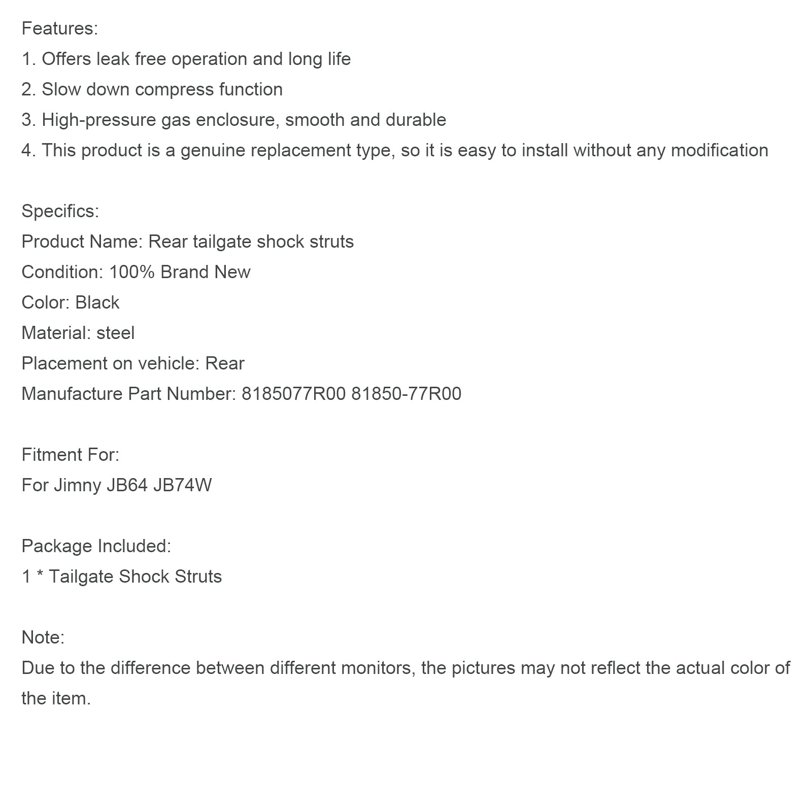 Puntal de choque de soporte de asistencia de puerta trasera oscilante para Jimny JB64 JB74W