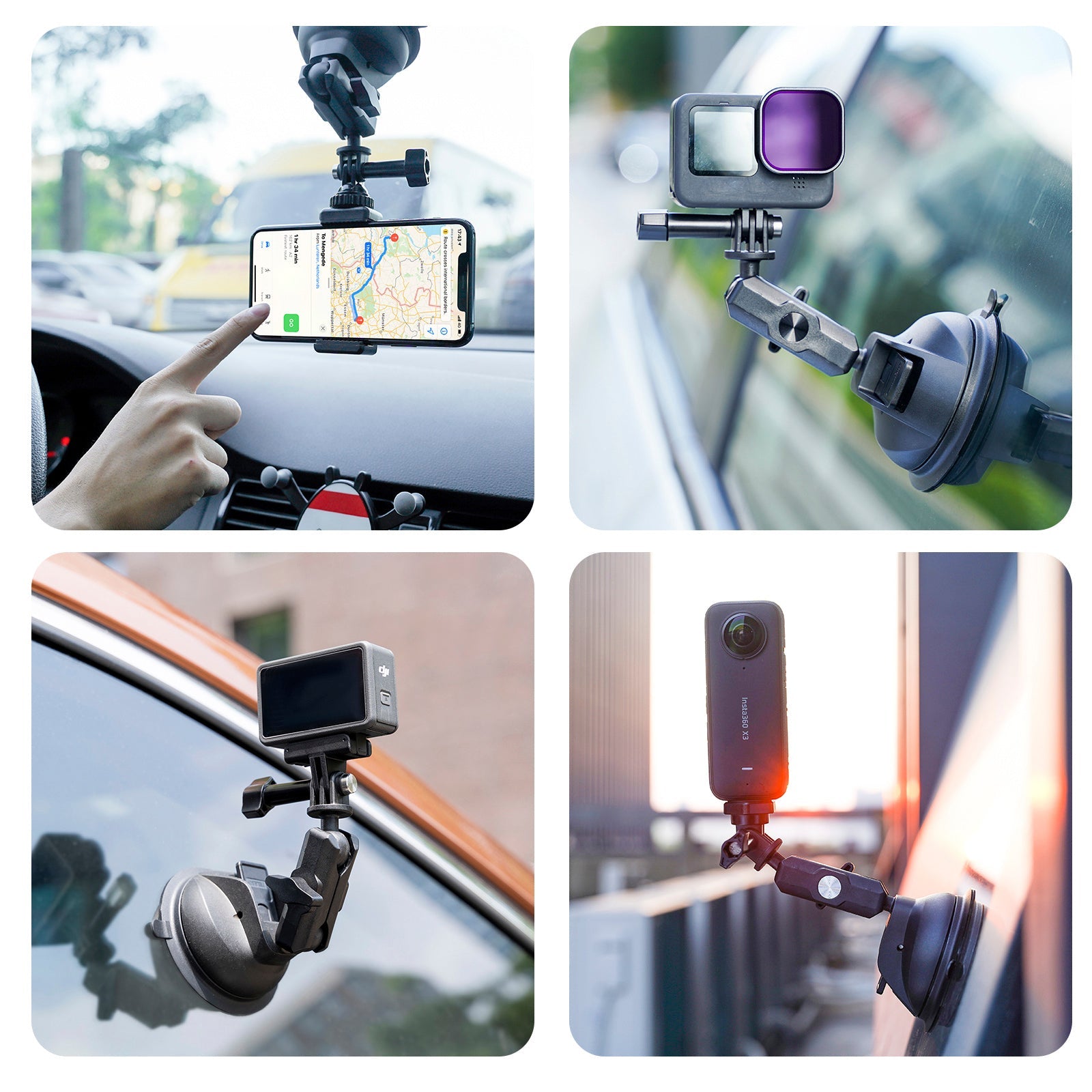 Support ventouse universel léger et robuste pour DJI GoPro 13/Insta 360 Go3