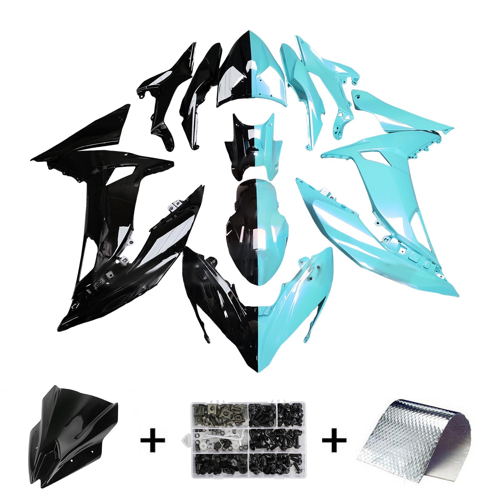 Kit di carenatura a iniezione, carrozzeria in plastica ABS per Kawasaki ER-6F Ninja650R 2017-2019
