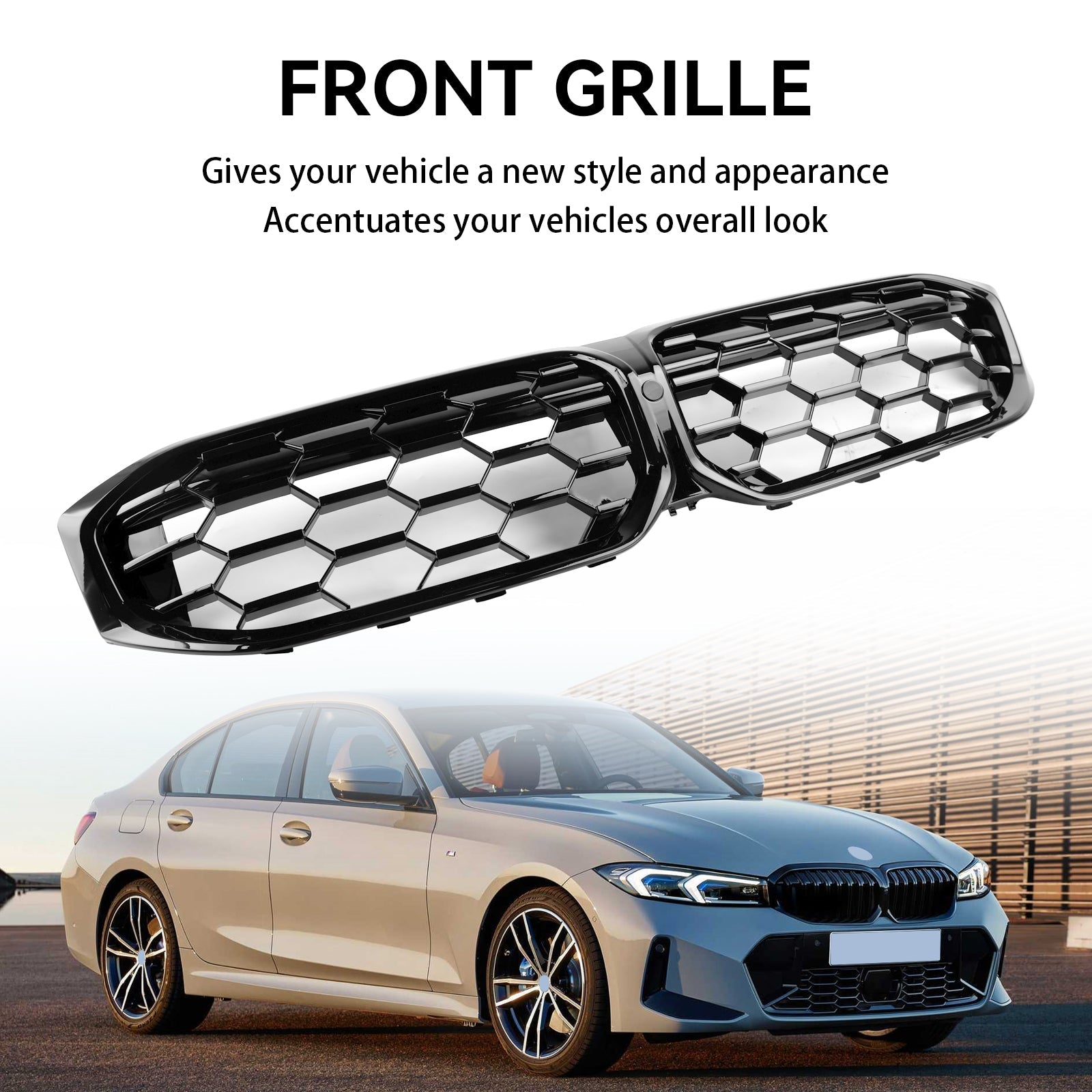 2023-2024 BMW G20 320i 330i M340i Grille de calandre avant noire brillante