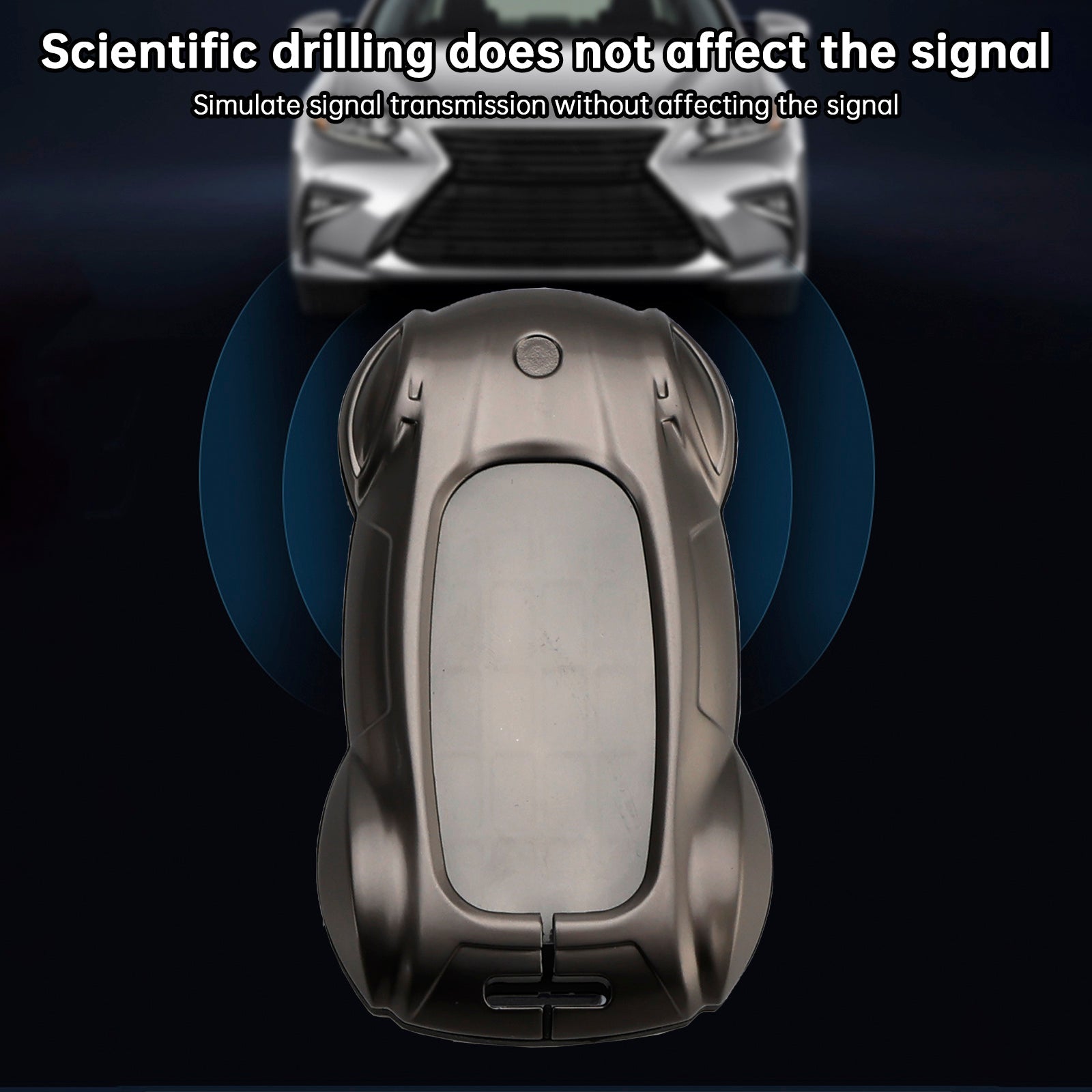 Harmaa nahkainen sinkkiseos auton avainkotelon suojus malleihin Lexus ES260h/RX350h/LS500h
