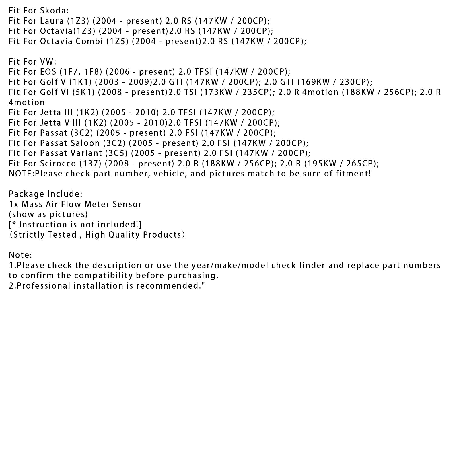 Senzor merilnika pretoka d'zračna masa za Audi A4 B7 S3 TT VW Golf GTI 2.0T 06F906461A