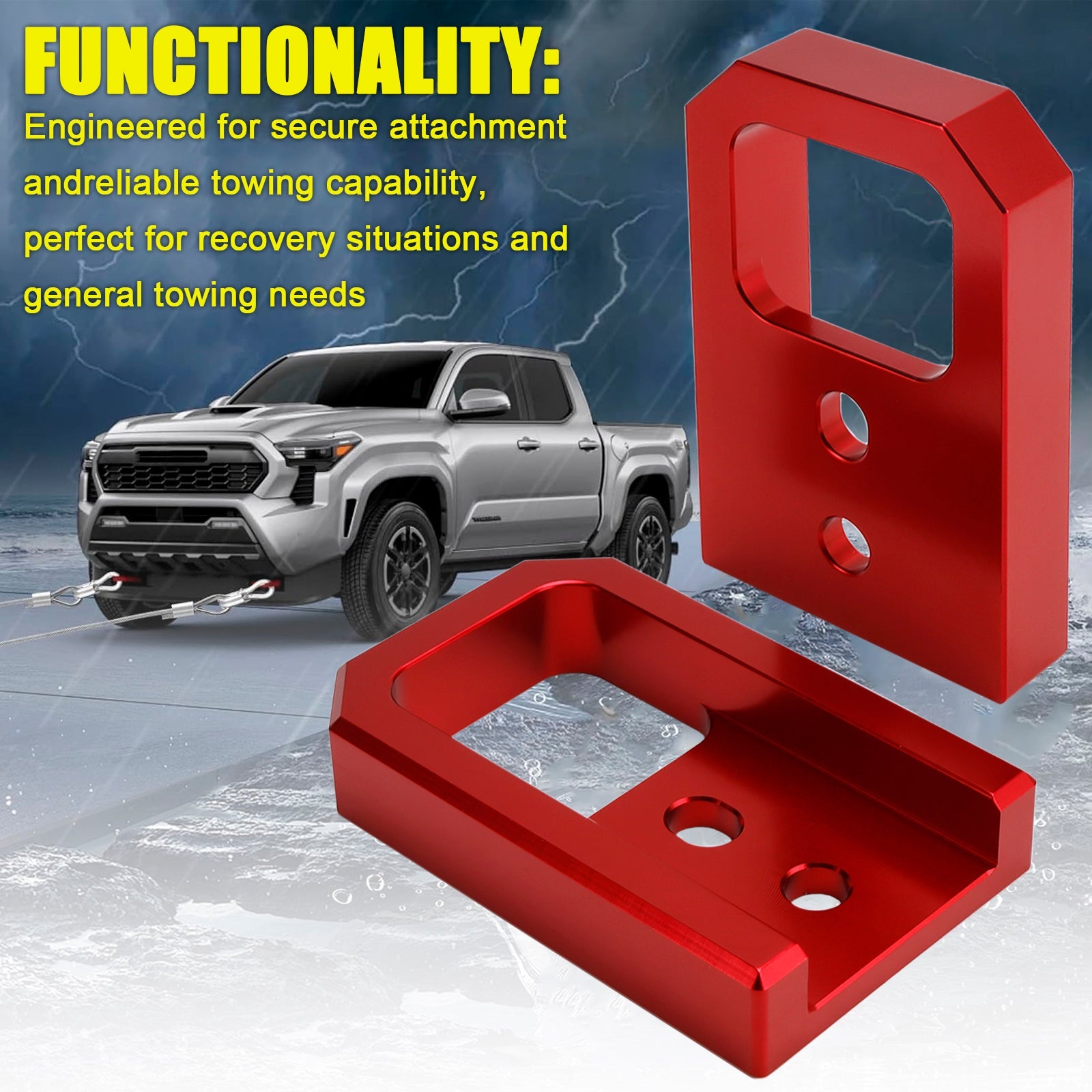 Ganci di traino anteriori per Toyota Tacoma 2024-2026 e 4Runner 2025-2026, rosso, sinistro e destro
