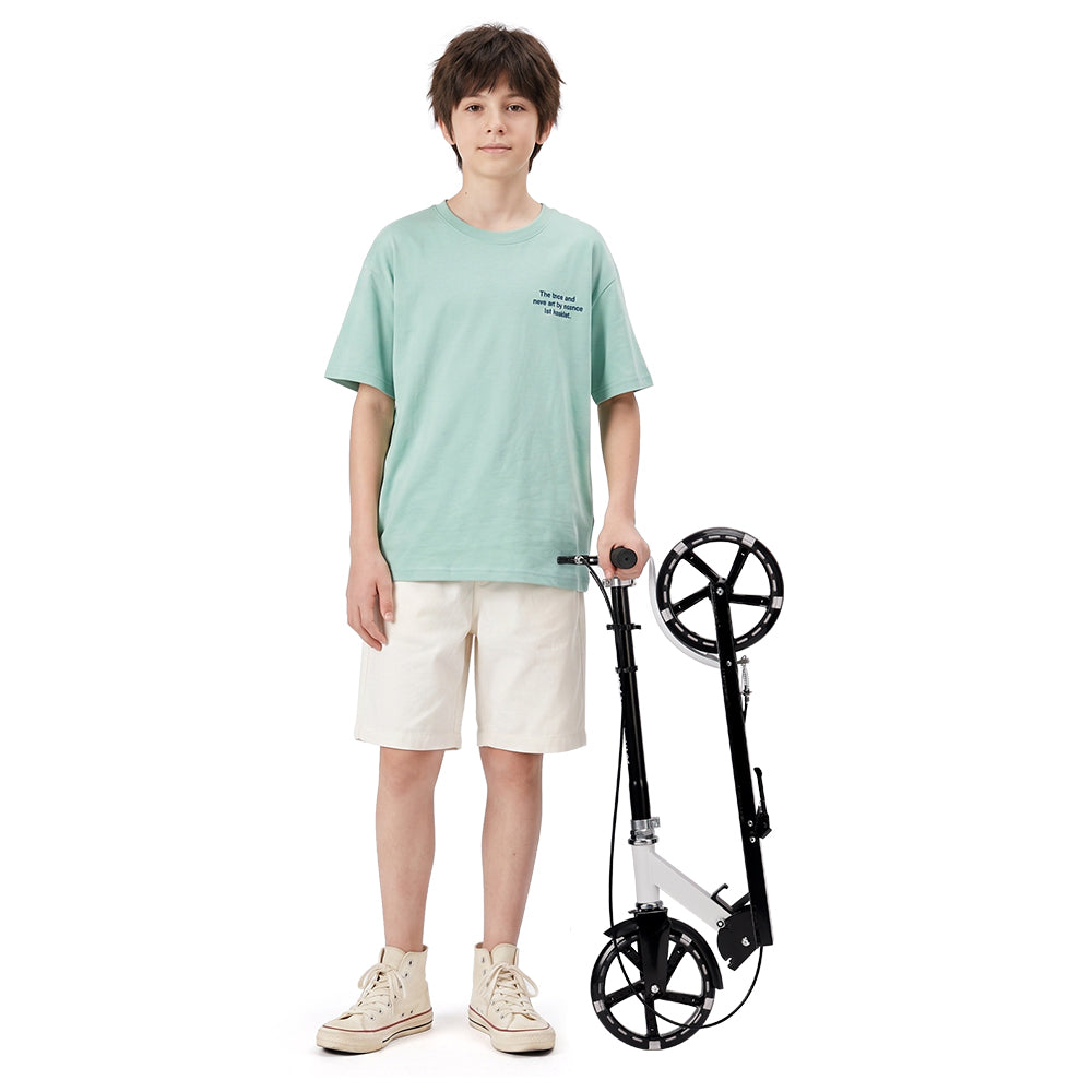 Trottinette Pliable Sans Moteur Violette pour Tous les Âges avec Roues PU Lumineuses Hauteur Réglable et Plateau Antidérapant
