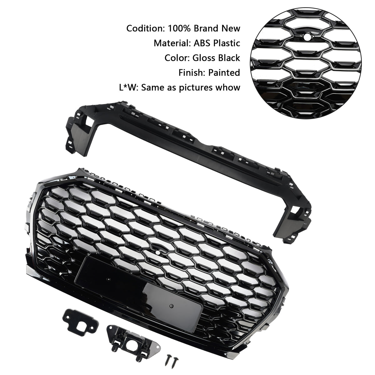 RSQ5 Style Front Honeycomb Mesh Grill Grille Pour Audi Q5 SQ5 2021-2025