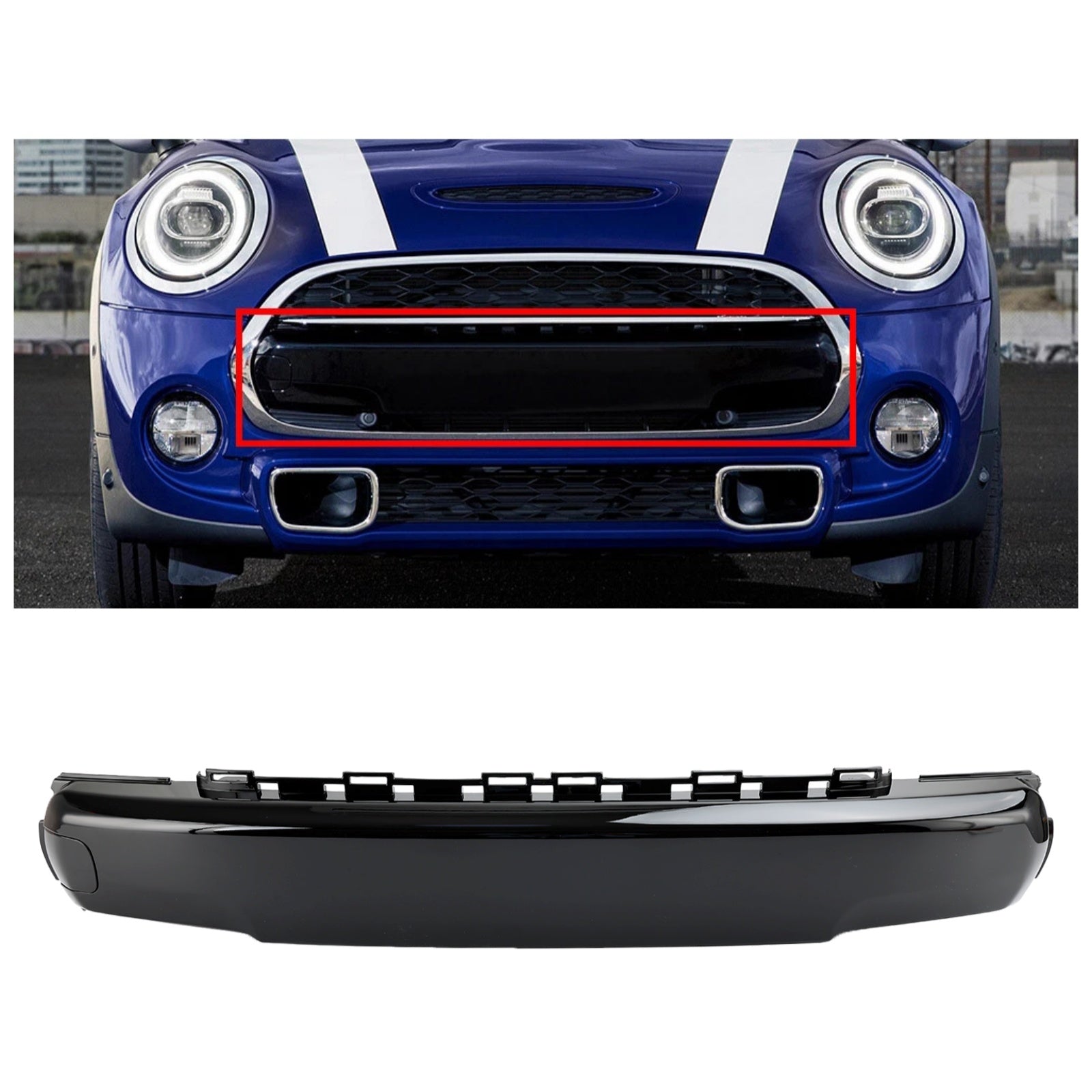 Tapa sobre placa de frente negro brillante para Mini F55 F56 F57 Cooper JCW 511173377791