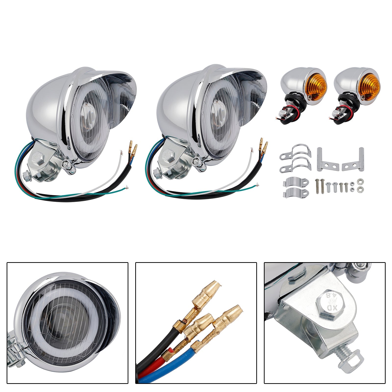 Gepersonaliseerd verchroomd chroom mist licht, compatibel met racer-, bobber- en chopper -modellen, N ° D17