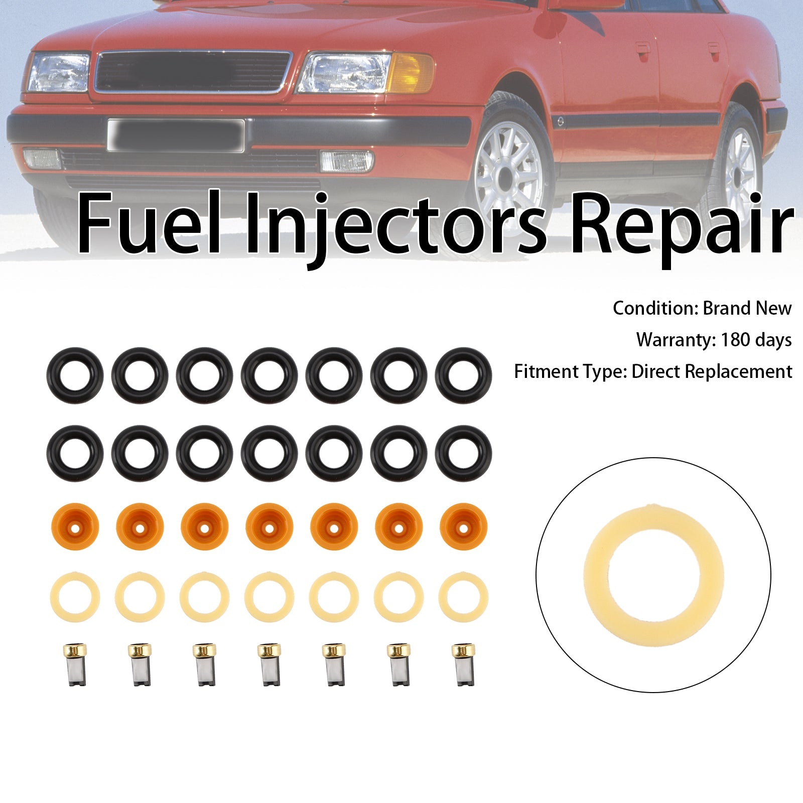 Conjunto de 6 juntas tóricas para inyector de combustible, para Audi 80, 90, 100, A4, A6, A8 2.4, 2.6, 2.8