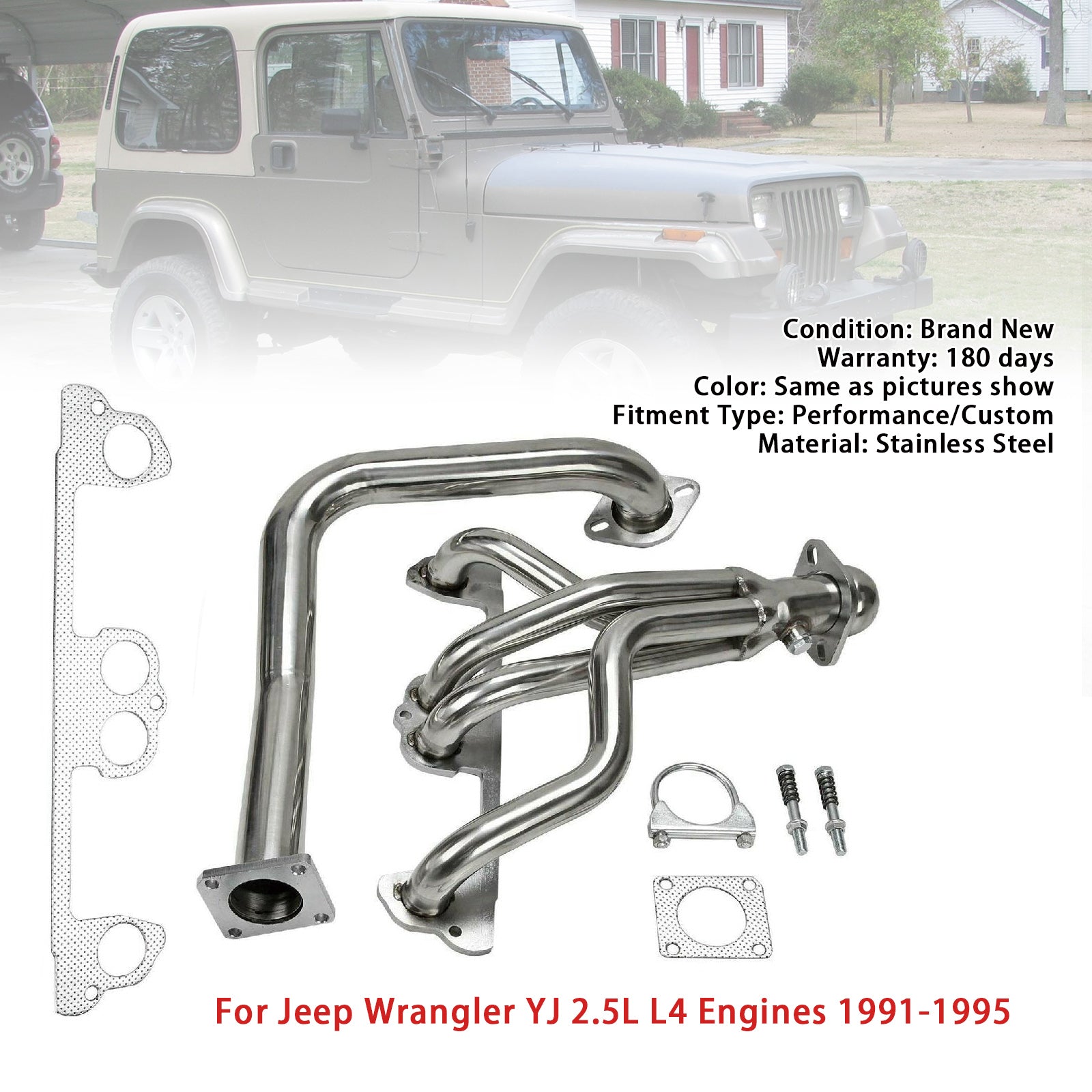 Kolektor wydechowy do Jeepa Wranglera YJ 2.5L L4 (1991-1995) z rurą spustową