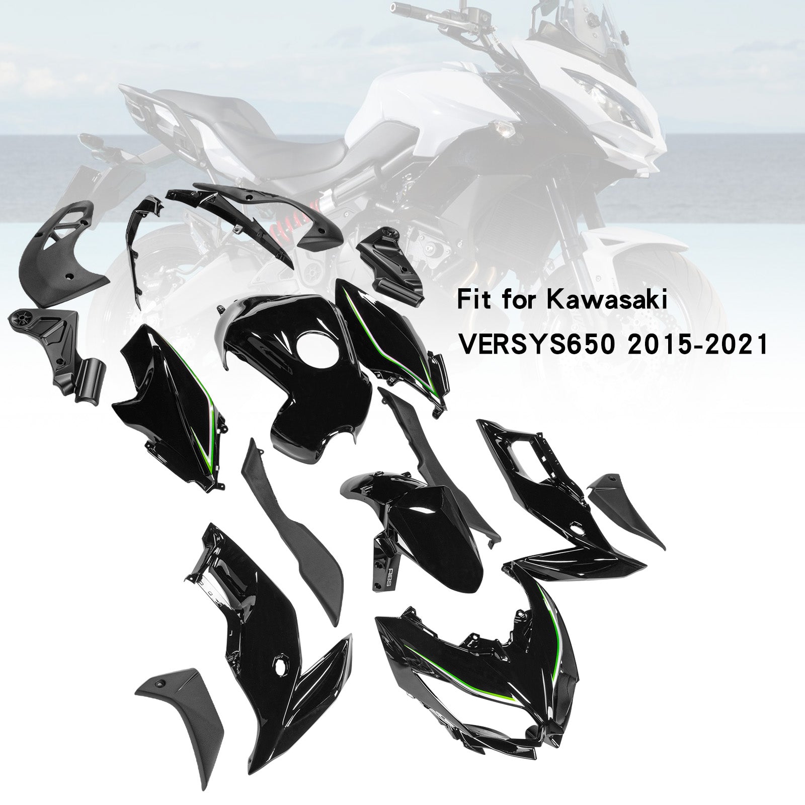 Carénage de carrosserie en plastique ABS d'injection adapté à Kawasaki VERSYS650 2015-2021