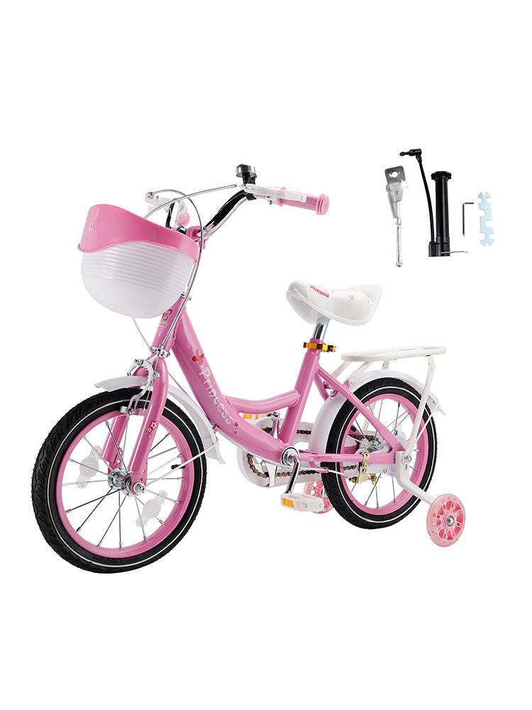 Bicicleta de princesa evolutiva de 18 pulgadas - Manejo ajustable y silla de montar - rosa y morado - Garantía