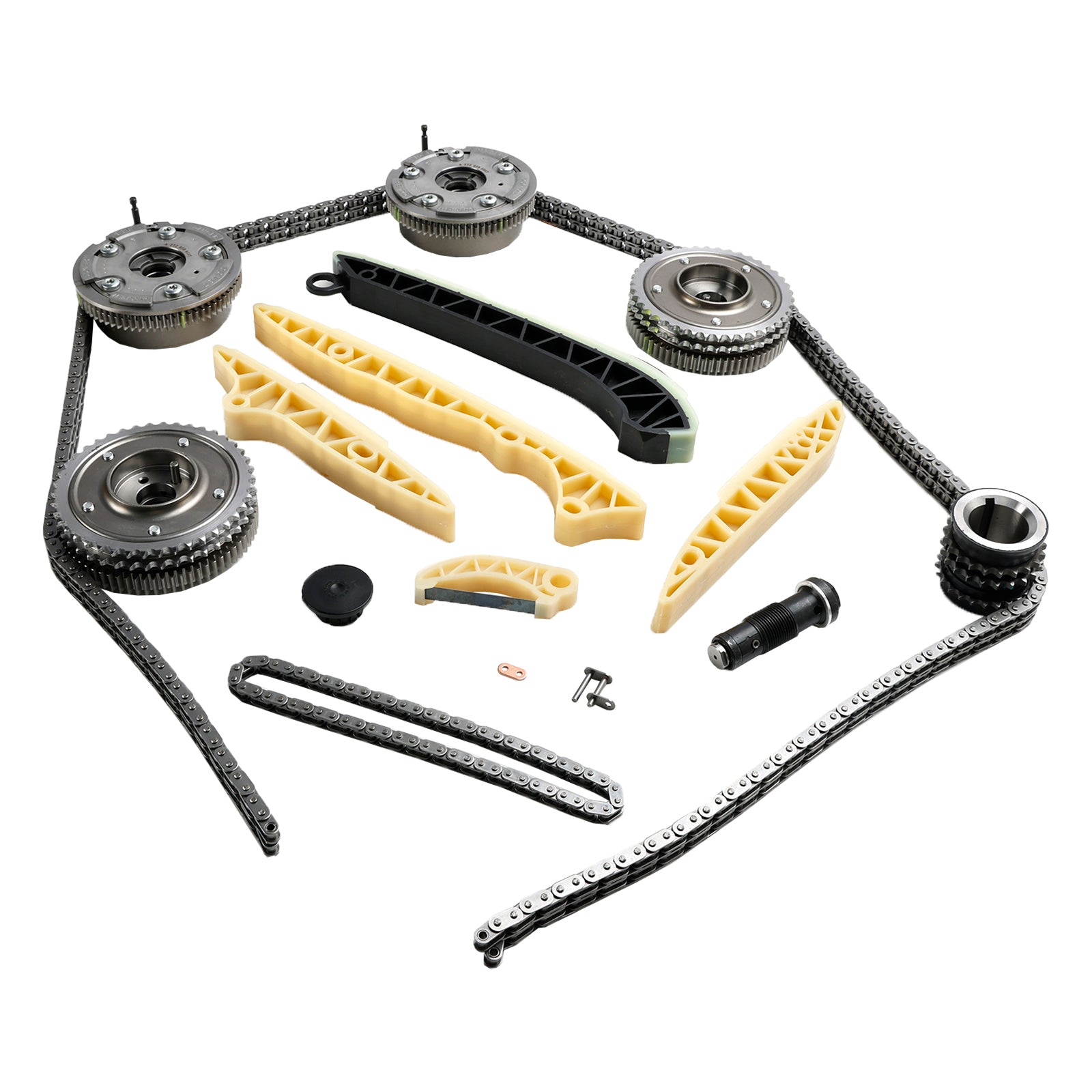 Kit catena distribuzione gas + 4 tenditori albero a camme per Mercedes-Benz SLK 350 Base 3.5L V6 2005-2006