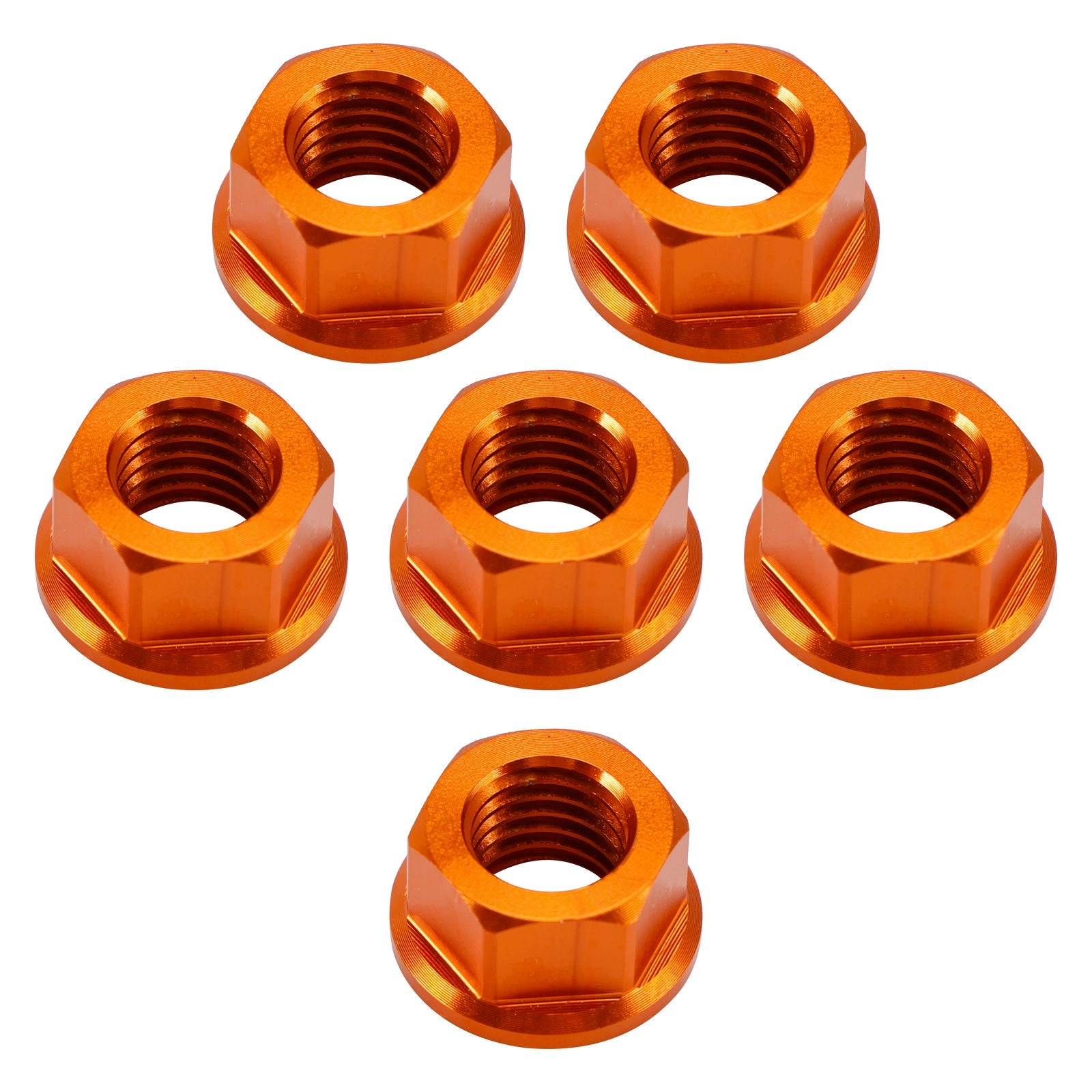 Juego de 6 tuercas de brida de piñón trasero de aluminio M10 x 1,5 mm naranja para motocicleta.