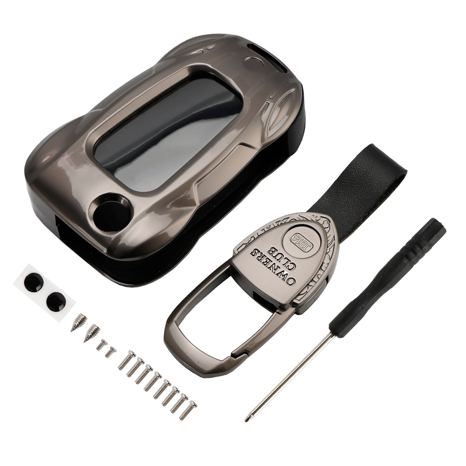 Funda para llaves de coche de piel gris y zinc para VW Polo Skoda, aleación de zinc y protección para llaves de coche.