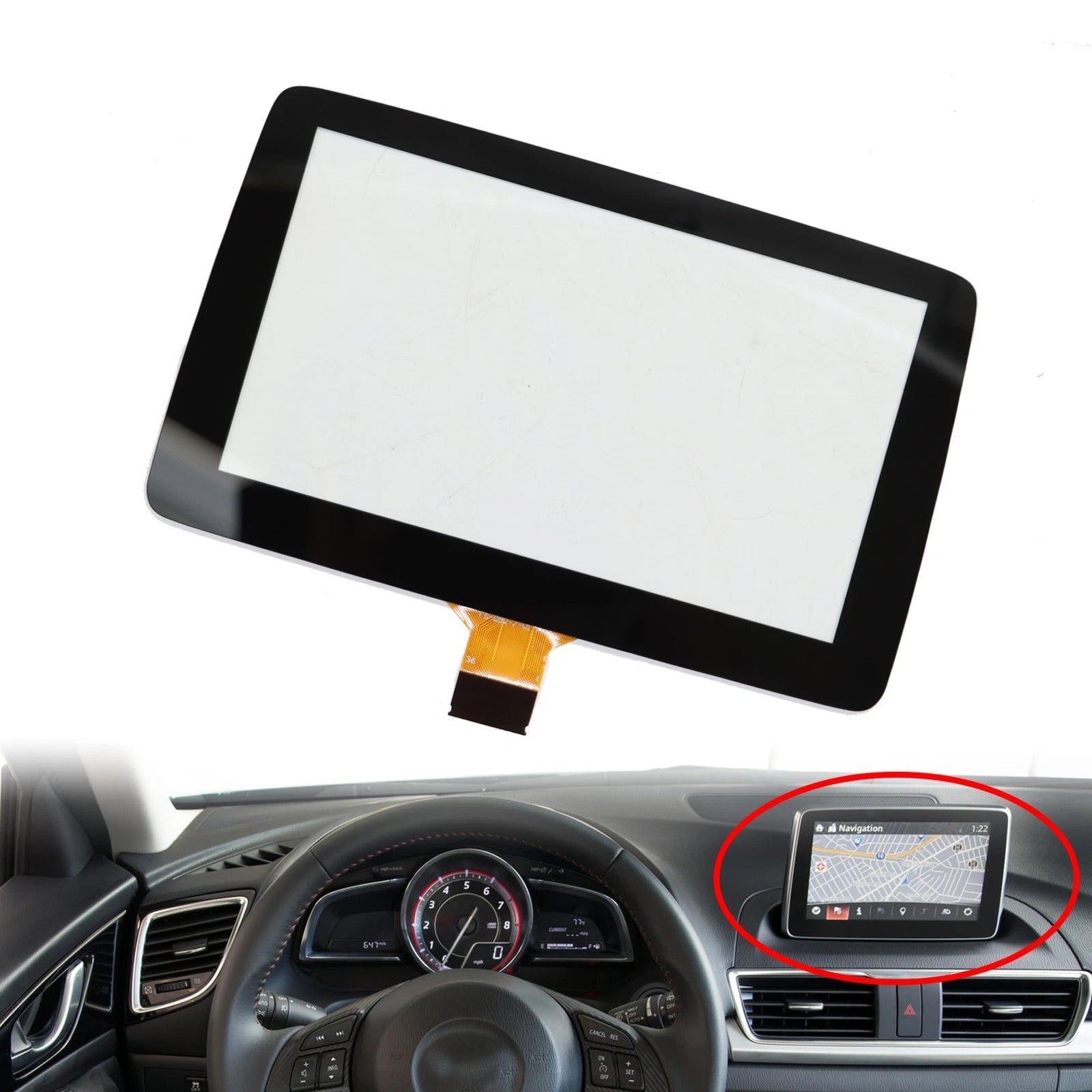 Vetro touch screen da 7 pollici BHP1611J0D per Mazda 3 (display informativo 2014-2016)