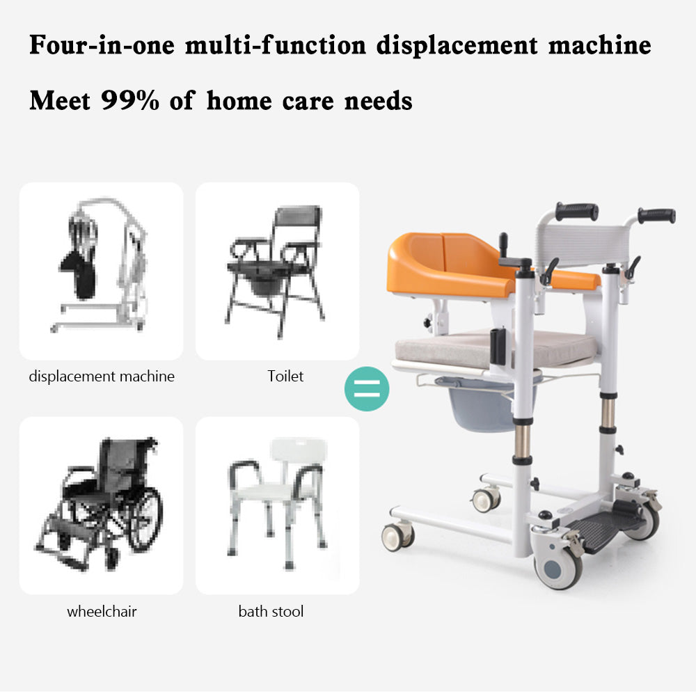 Fauteuil roulant à levage transféré pour patient âgé avec siège divisé à 180°