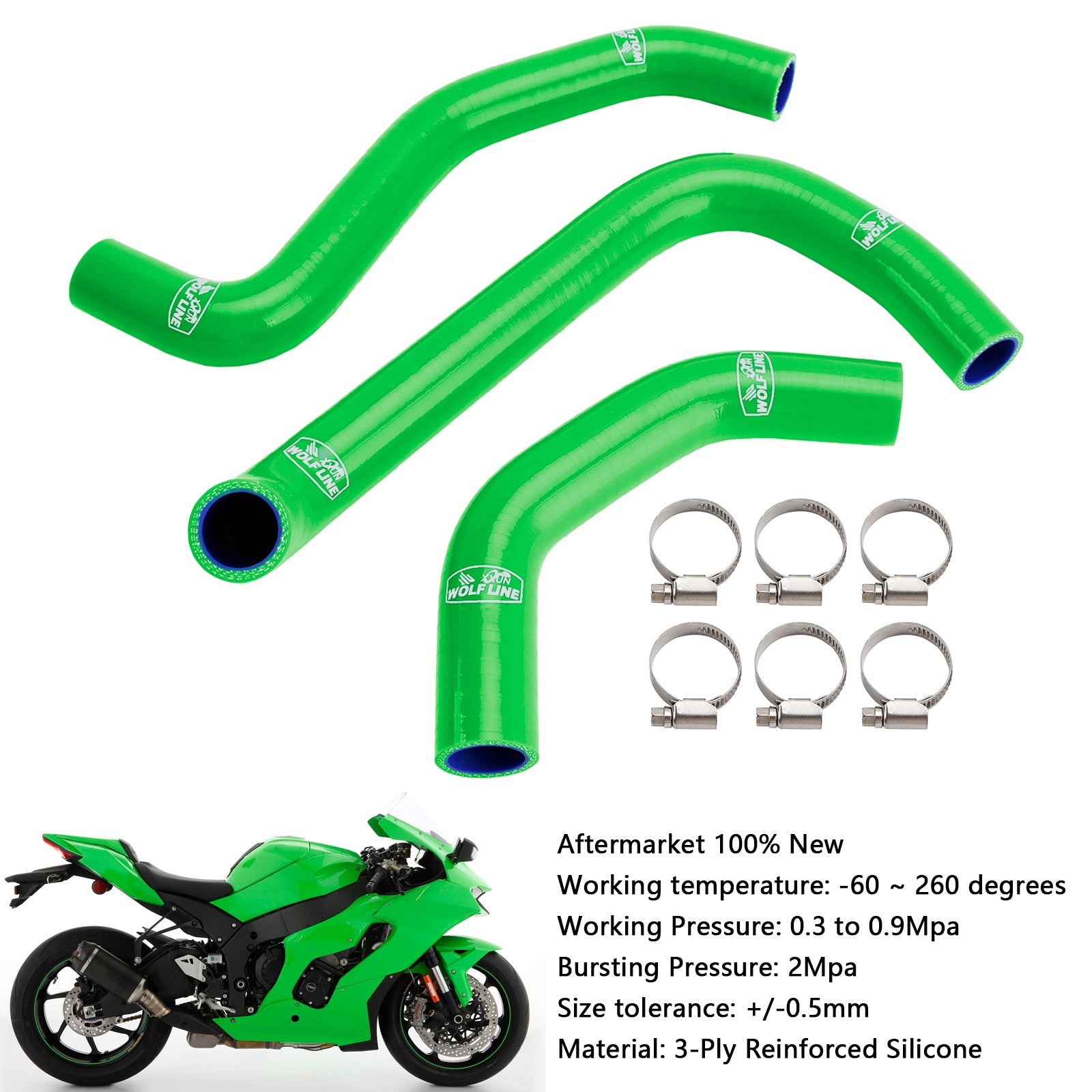 Durite de refroidissement en silicone pour radiateur Kawasaki ZX10R ZX-10RR (2021-2025)