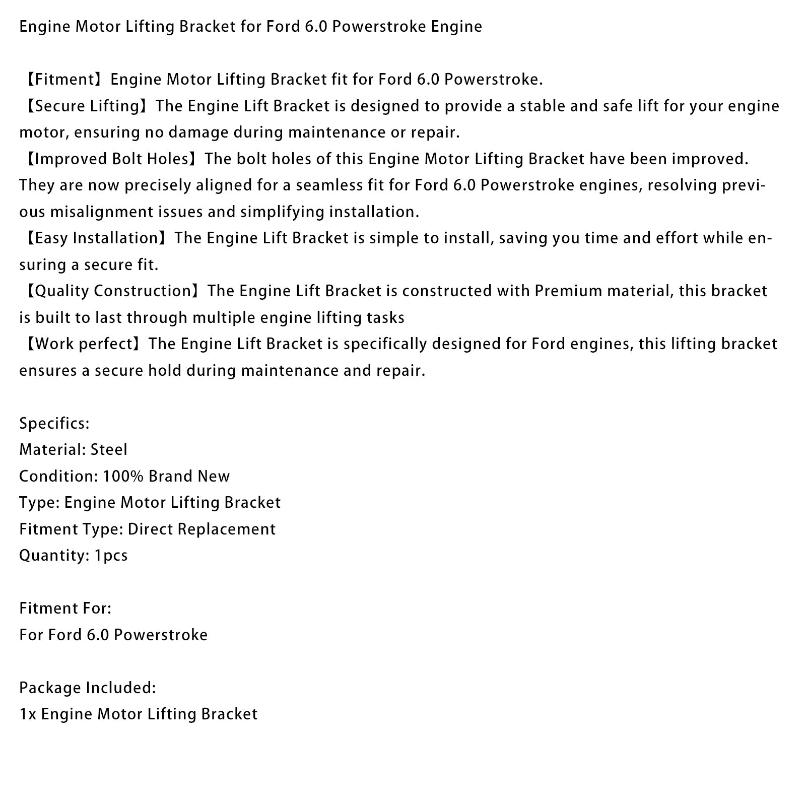 Support de levage du moteur pour moteur Ford 6.0 Powerstroke