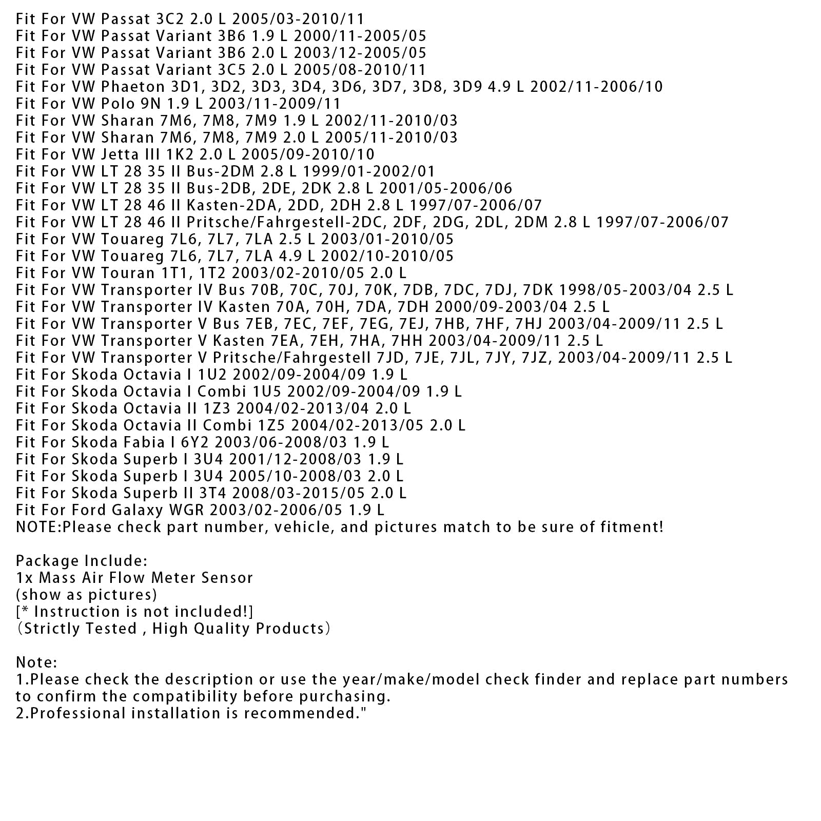 Senzor merilnika pretoka d'zračna masa za Audi A4 Golf IV VW Passat 3B Jetta III 074906461B