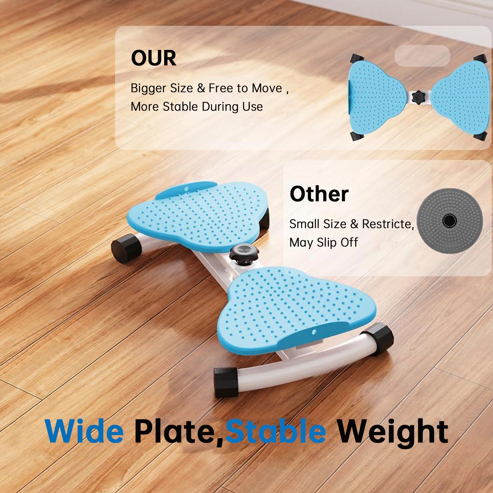 Máquina de torsión abdominal - Plataforma de fitness de 150 kg - Ultra silenciosa y antideslizante de 20 dB - Para un vientre plano (Azul)