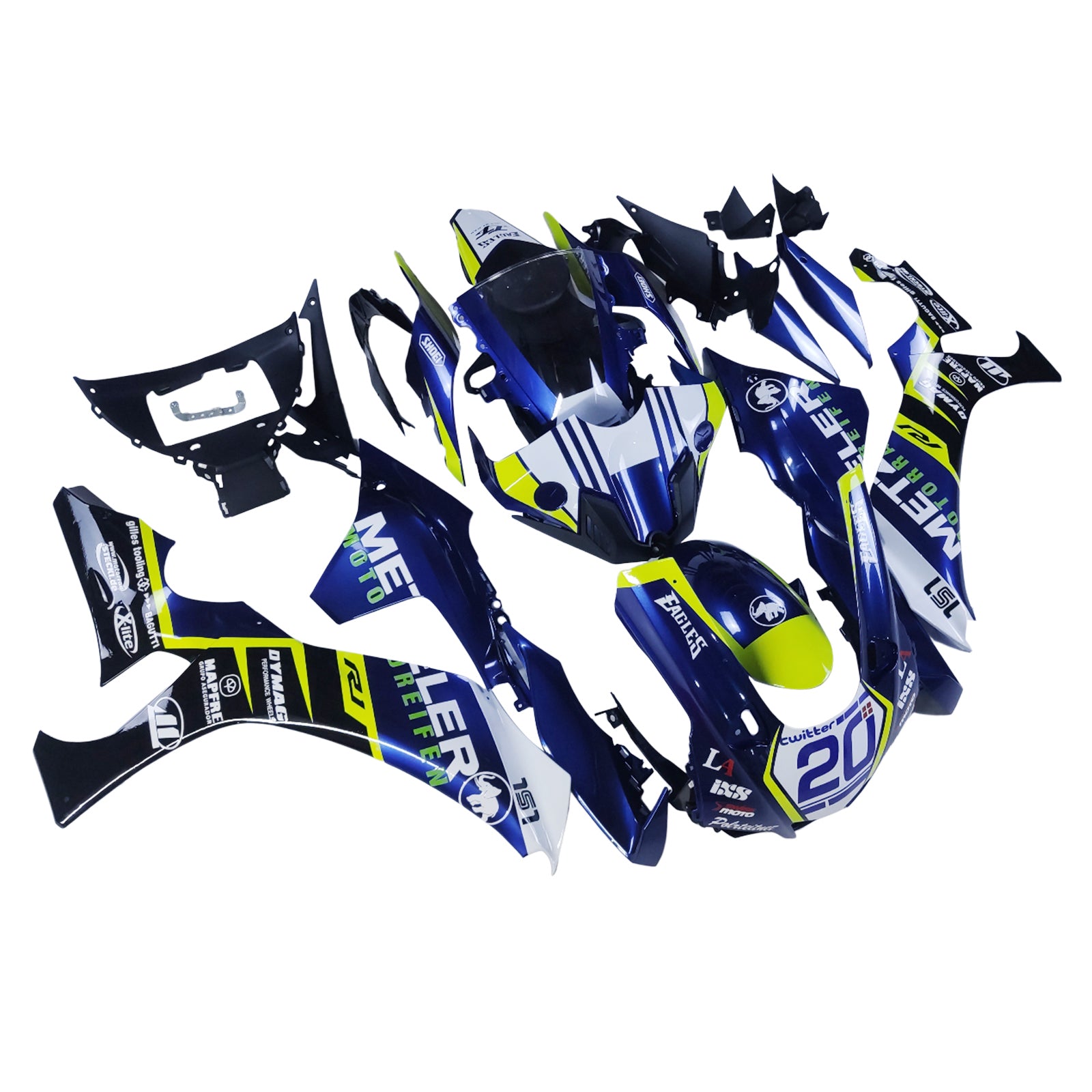 KIT DE CARÉNAGE AMOTOPART YAMAHA YZF R1 2020-2024 BLEU ET JAUNE