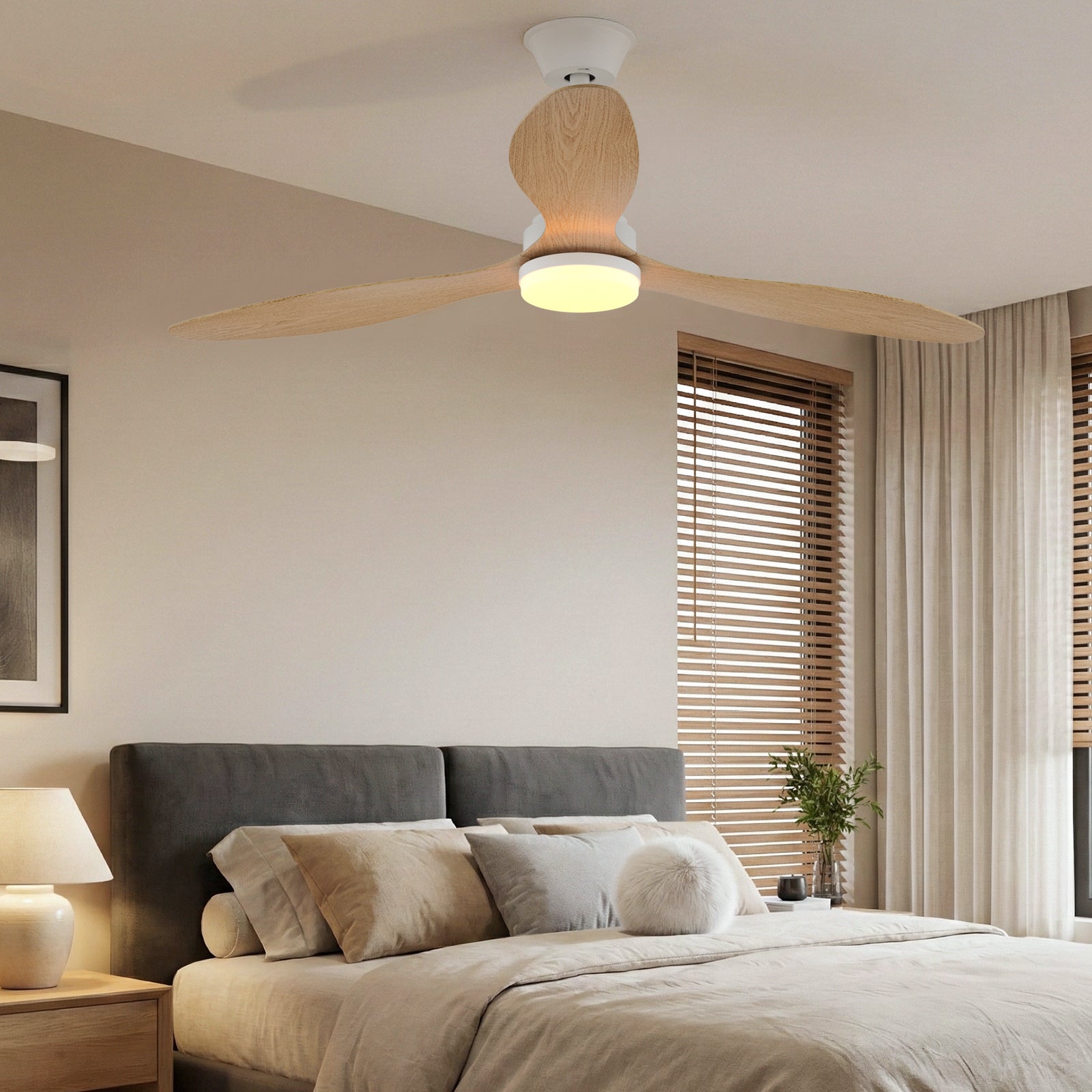 Noir-Blanc 6 vitesses Ventilateur moderne 52" avec lumière télécommande