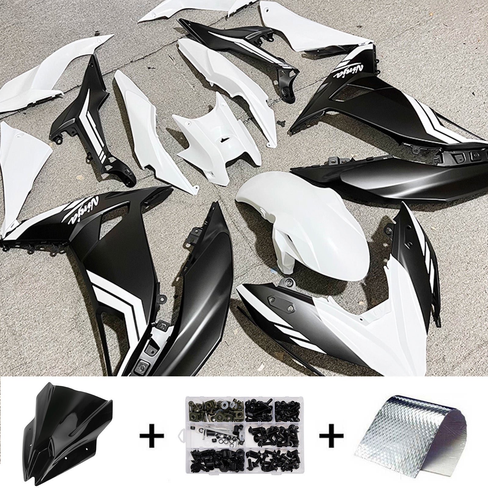Kit de carénage injecté en plastique ABS compatible avec Kawasaki ER-6F Ninja650R 2017-2019