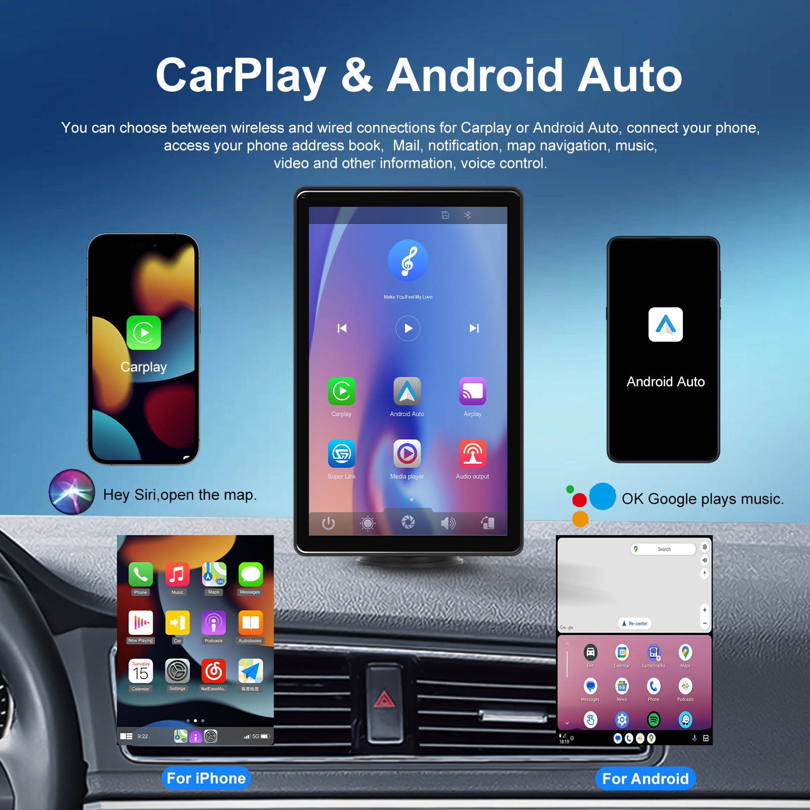 8 -calowe Apple CarPlay Android Touch Screen Auto poziome poziome wyświetlacz przełączania