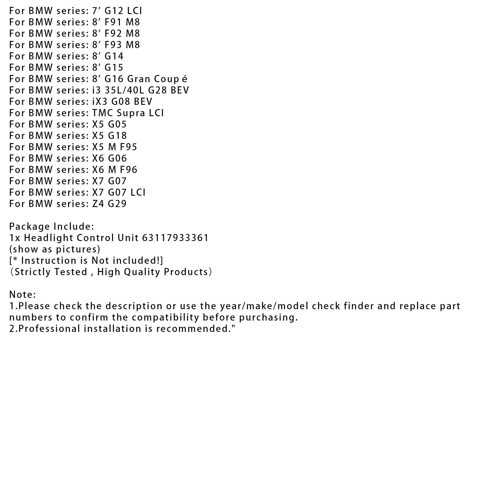 Unidad de control de faros 63117933361 para faros adaptables BMW X6 G06 F96 X7 G07