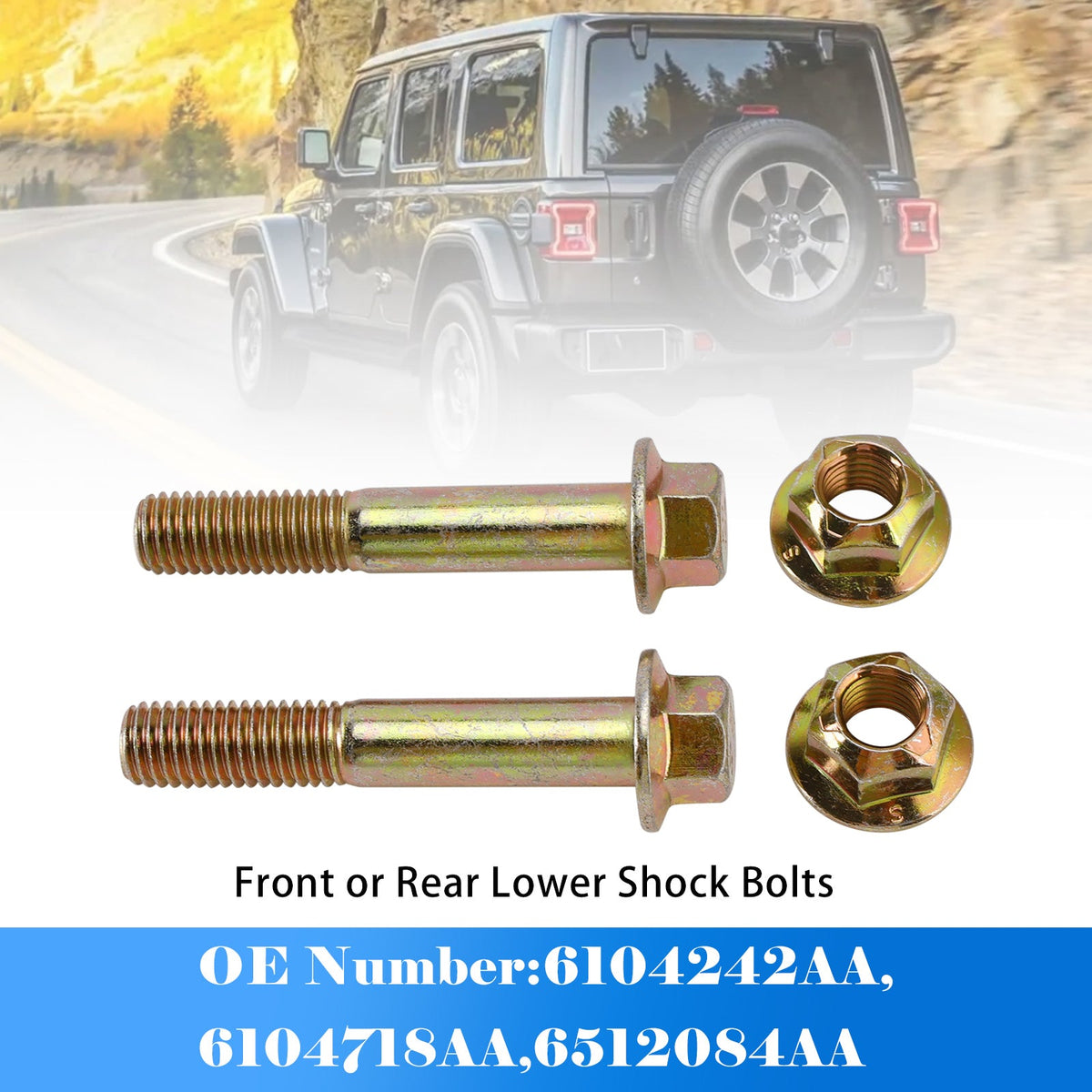 Boulons inférieurs d'amortisseurs avant ou arrière pour Jeep Wrangler JK JKU JL JLU Gladiator JT