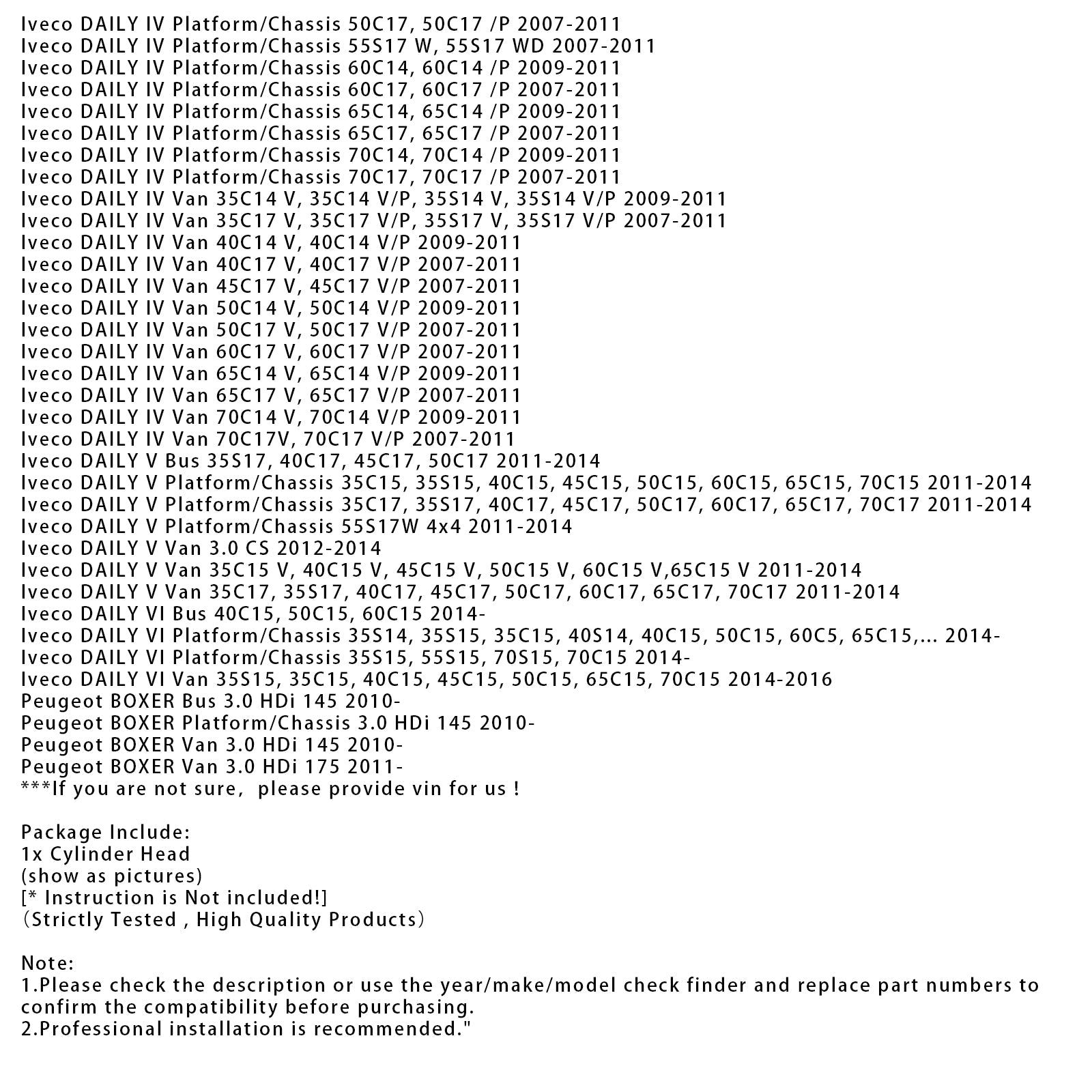 2014- Iveco DAILY VI Plateforme/Châssis 35S15, 55S15, 70S15, 70C15 Culasse 908559 0200KC