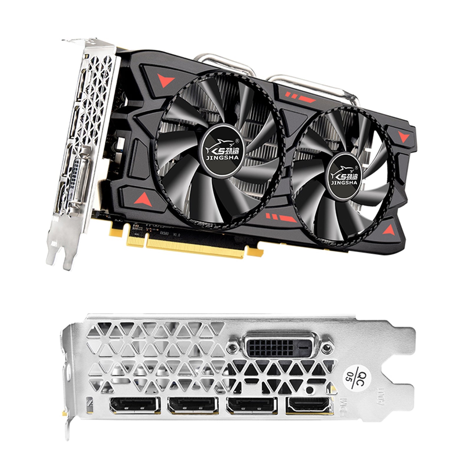 Carte graphique indépendante RX580 8G, double ventilateur, carte d';éclairage pour ordinateur de bureau