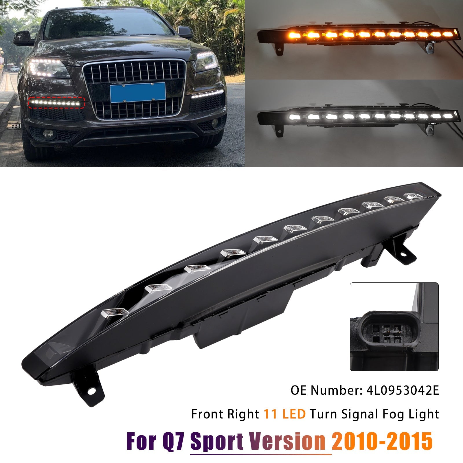 Mistlampknipperlicht rechtsvoor met 11 LED's voor Audi Q7 Sport (2010-2015) - Onderdeelnummer : 4L0953042E