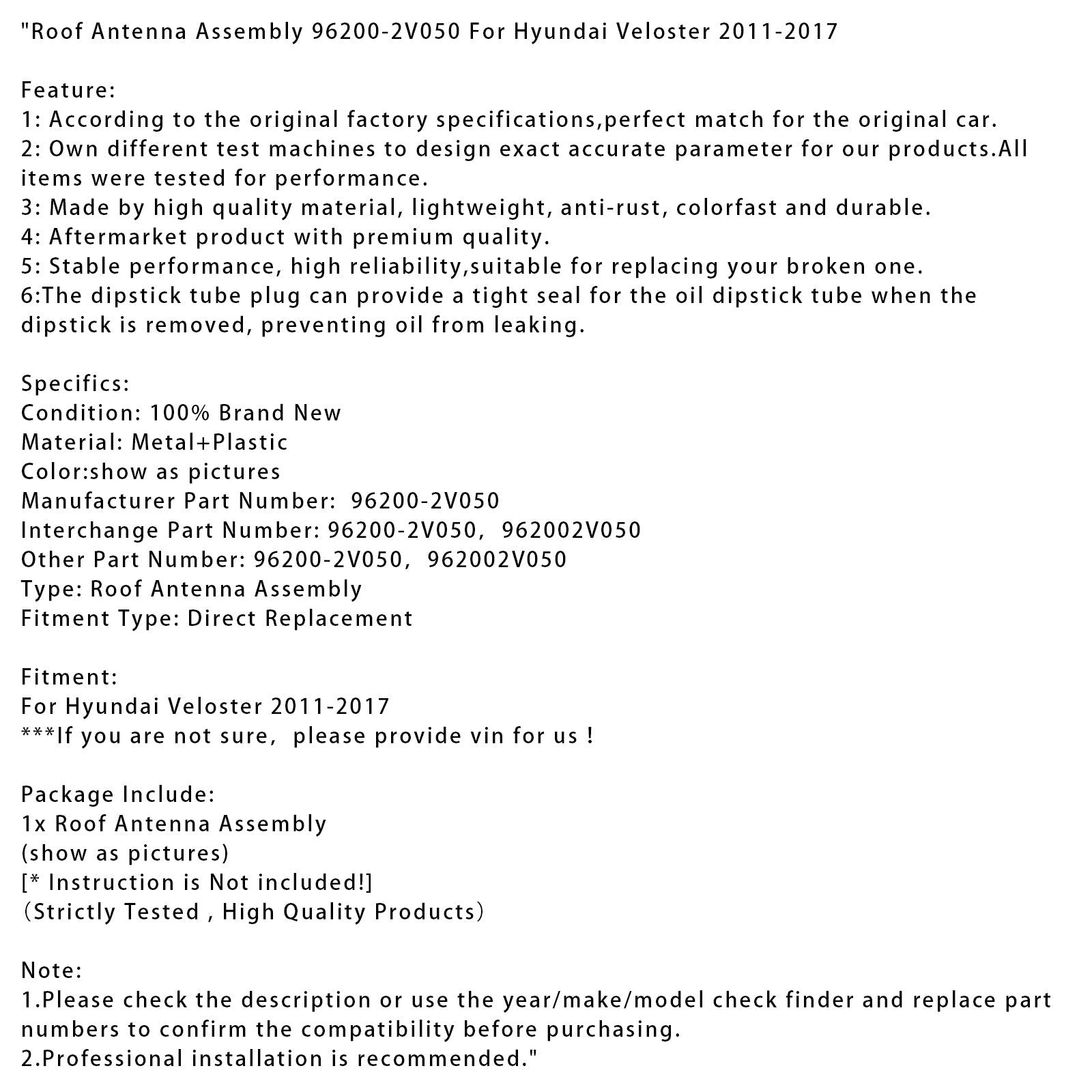 Strešna antena 96200-2V050 za Hyundai Veloster 2011-2017