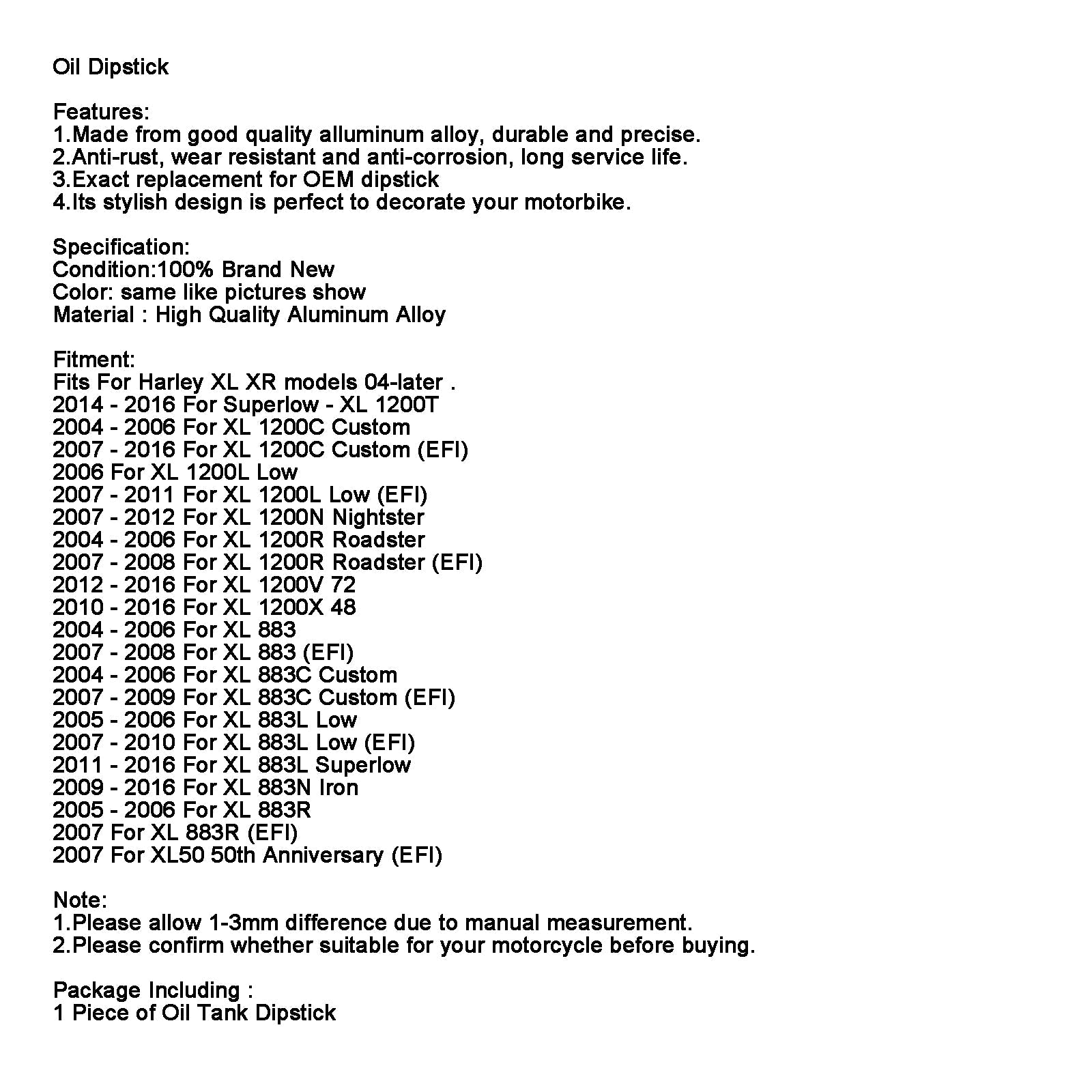 Tapa del tanque de calibre de aceite, para Sportster XL883 XL1200 2004 - 2016